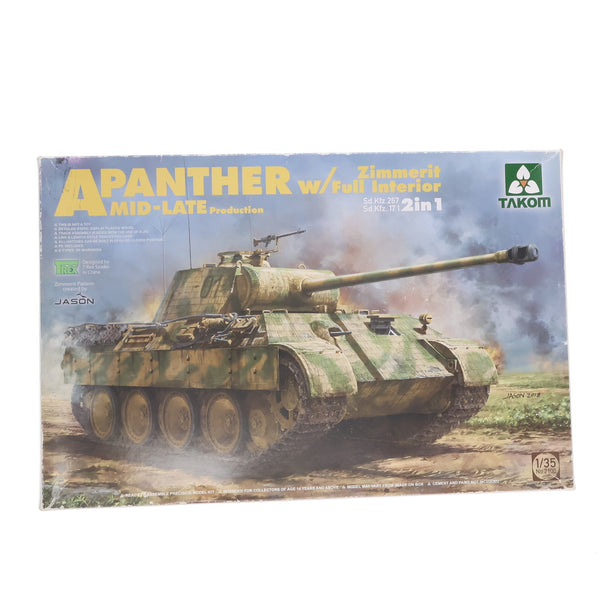 中古即納】[PTM]1/35 パンターA型 Sd.Kfz.171/.267 中後期型/指揮戦車 2in1 w/フル インテリア&ツィンメリットコーティング  プラモデル(2100) TAKOM(タコム)