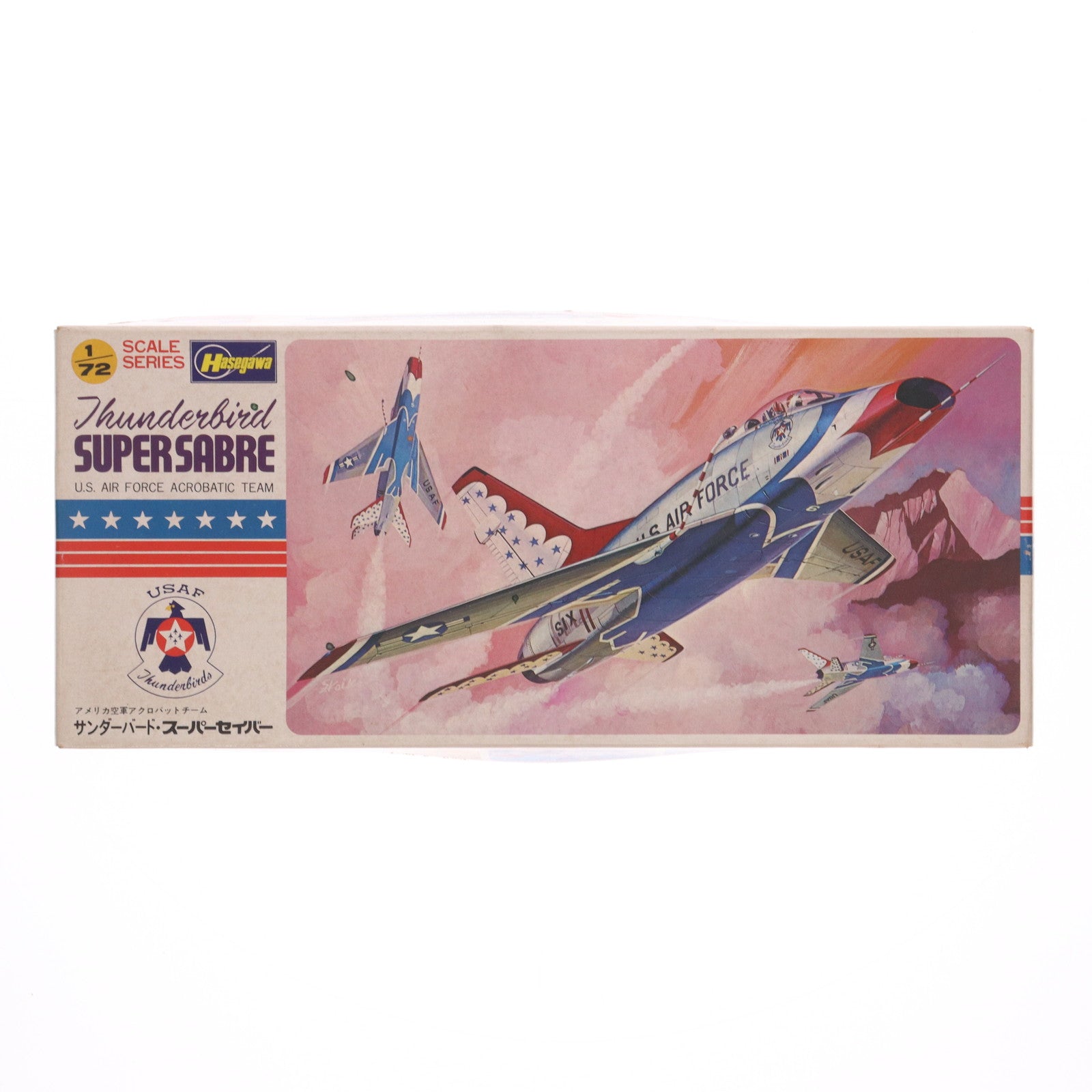 【中古即納】[PTM] 1/72 アメリカ空軍アクロバットチーム サンダーバード・スーパーセイバー プラモデル(JS-121) ハセガワ(19991231)