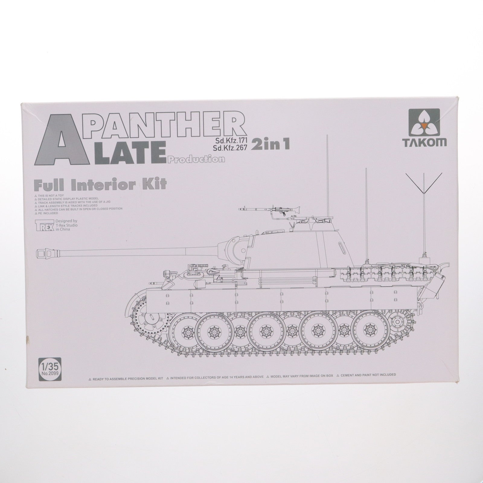 【中古即納】[PTM] 1/35 WW.II ドイツ軍 中戦車 Sd.Kfz 171/267 パンターA型 後期型 指揮戦車 w/フルインテリア プラモデル(TKO2099) TAKOM(タコム)(20180223)