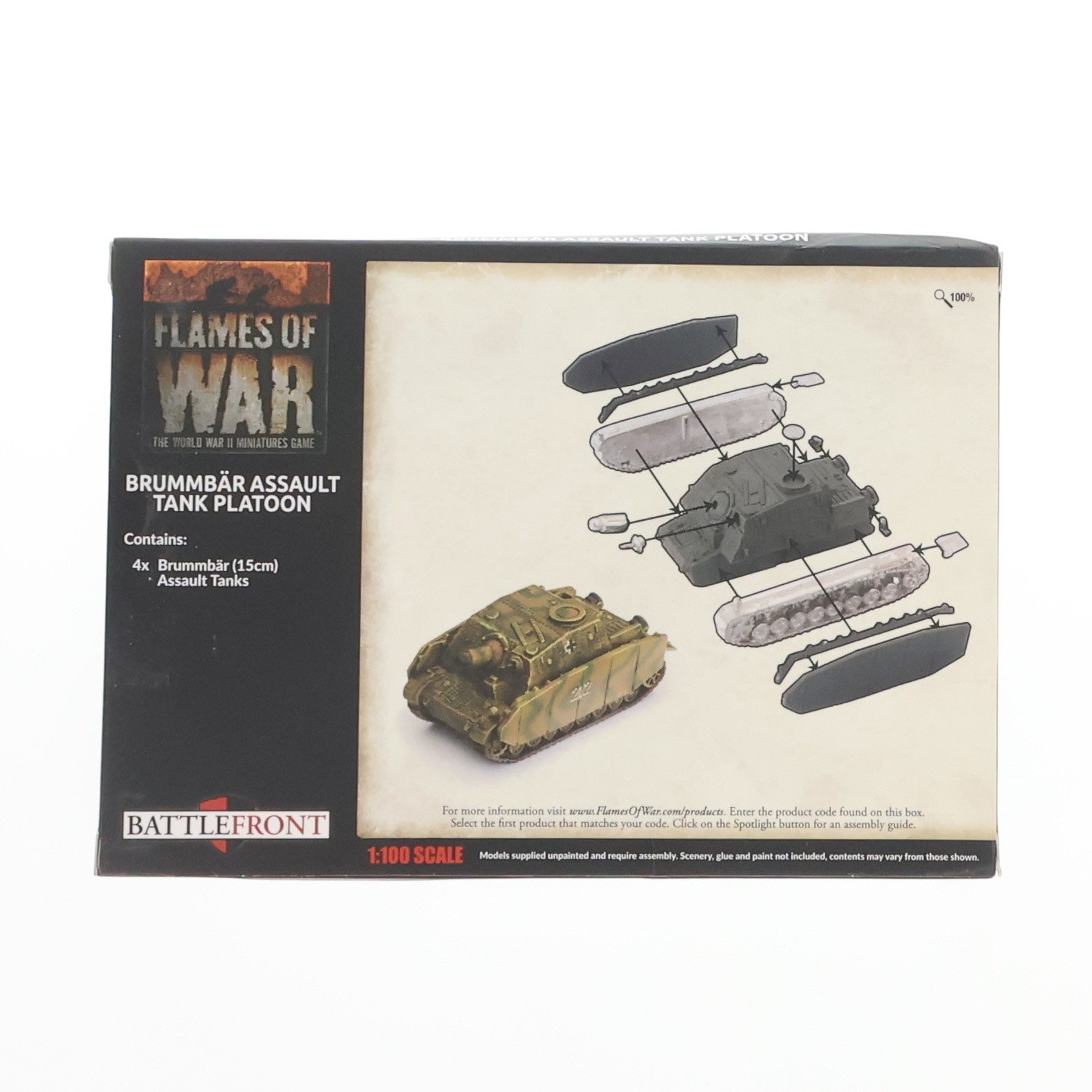 【中古即納】[PTM] Flames of War(フレイムズ・オブ・ウォー) 1/100 German: Brummbar Assault Tank Platoon(×4) プラモデル Battlefront Miniatures(19991231)
