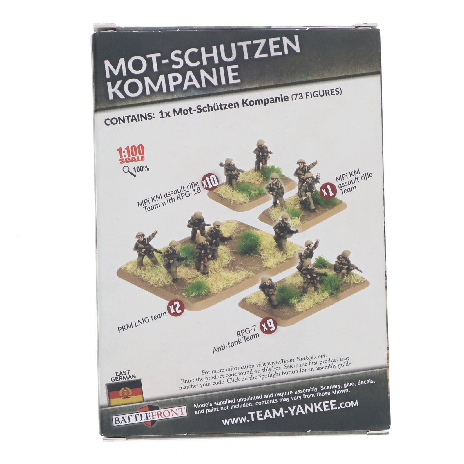 【中古即納】[PTM] Team Yankee: East German: 1/100 Mot-Schutzen Kompanie プラモデル Battlefront Miniatures(19991231)