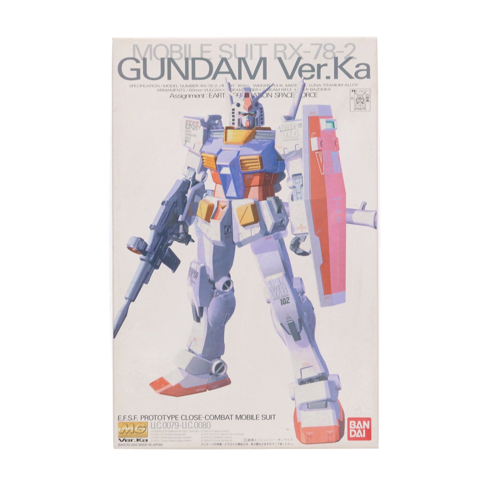 【中古即納】[PTM] MG 1/100 RX-78-2 ガンダム Ver.Ka 機動戦士ガンダム プラモデル(0114215) バンダイ(20210629)
