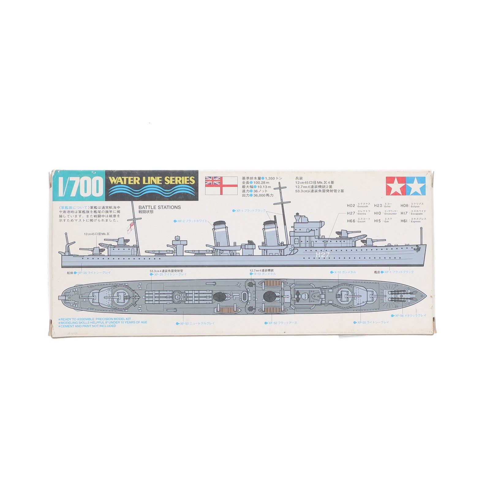 【中古即納】[PTM] ウォーターラインシリーズ No.909 1/700 イギリス海軍駆逐艦 E級 プラモデル(31909) タミヤ(19991231)