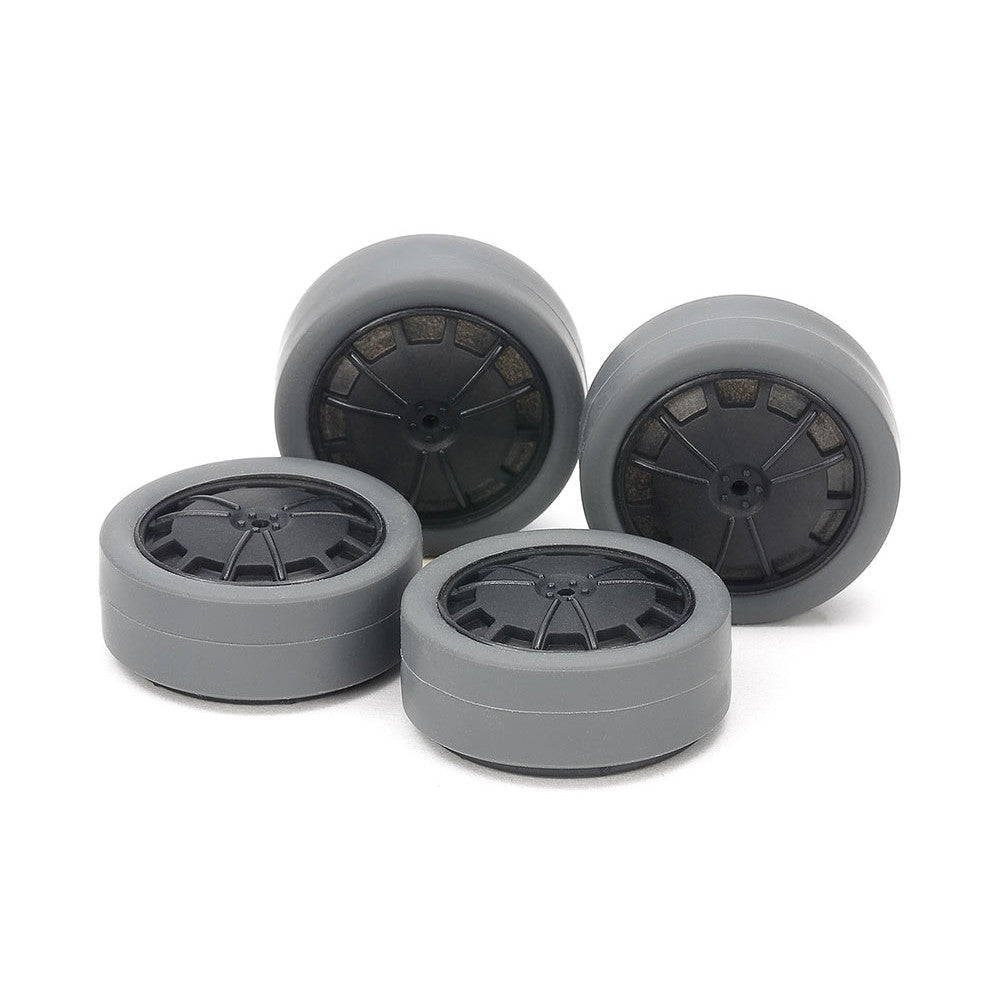 【中古即納】[PTM] ミニ四駆グレードアップパーツ No.545 スーパ-X・XX ハード小径ローハイトタイヤ(26mm・グレイ)&カーボン強化ホイール(ディッシュ) プラモデル用アクセサリ(15545) タミヤ(20250412)
