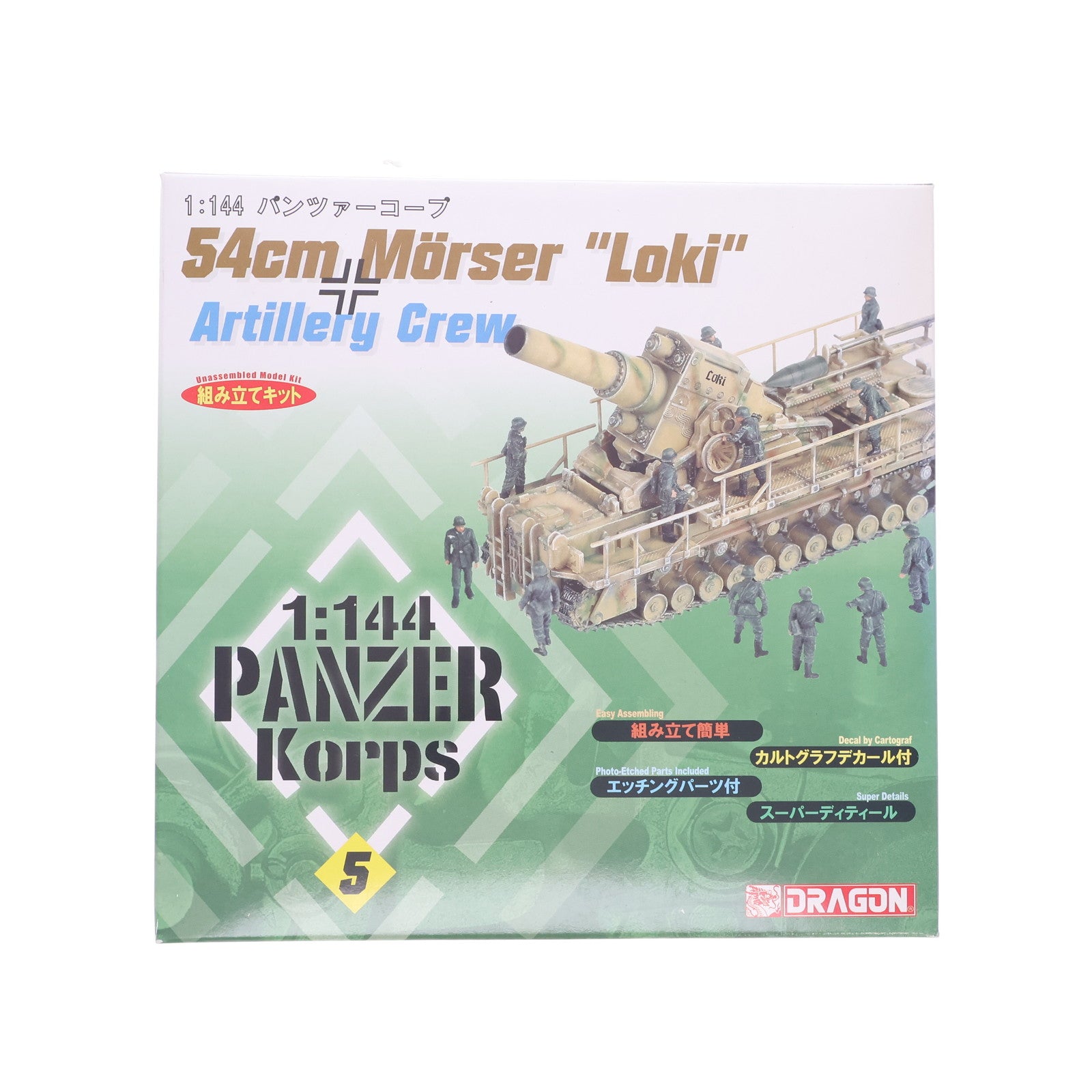 【中古即納】[PTM] パンツァーコープ No.5 1/144 54cm自走砲 ロキ+砲兵12体+砲弾 プラモデル(14501) DRAGON(ドラゴン)(20040604)
