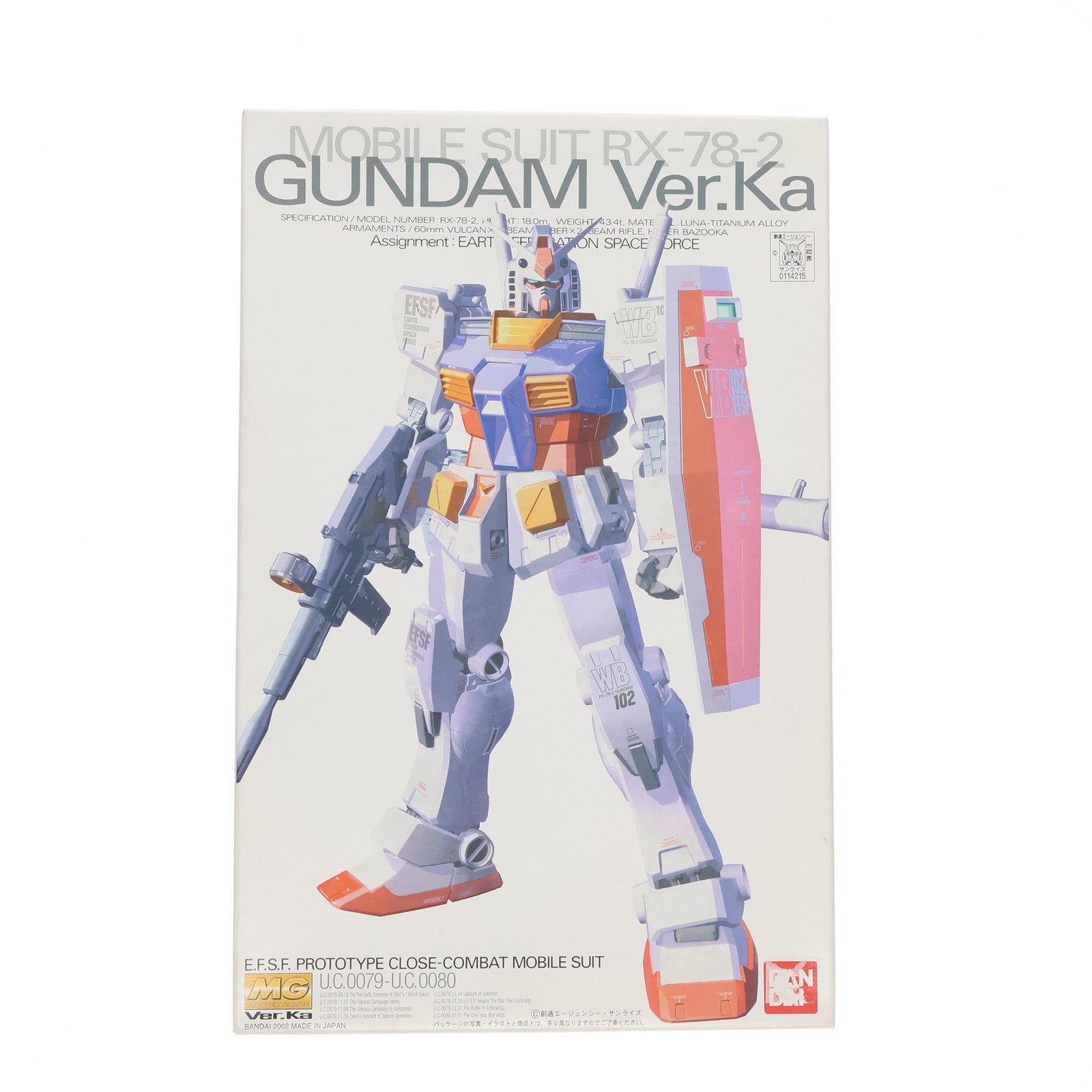 【中古即納】[PTM] MG 1/100 RX-78-2 ガンダム Ver.Ka 機動戦士ガンダム プラモデル(0114215) バンダイ(20210629)