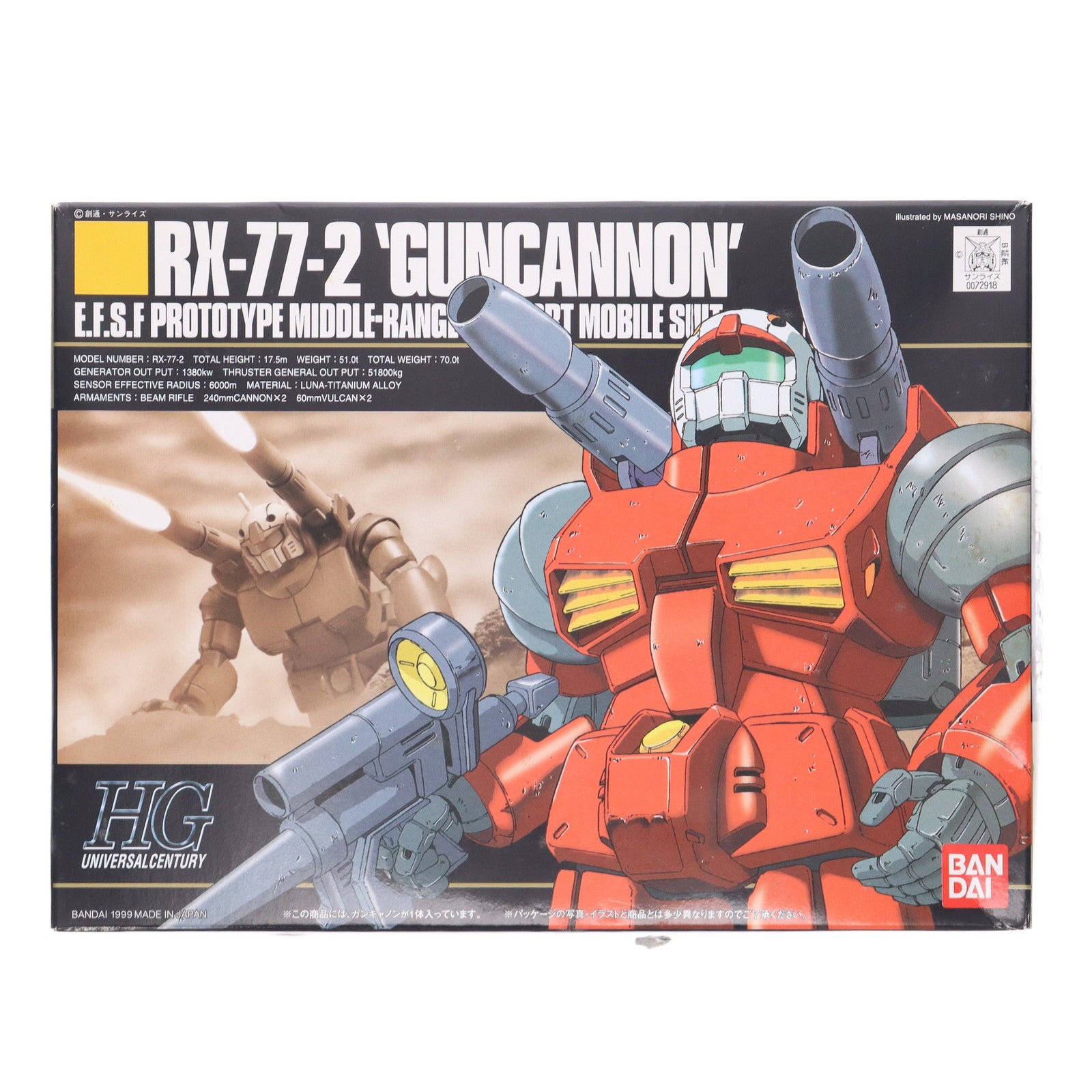 【中古即納】[PTM] HGUC 1/144 RX-77-2 ガンキャノン 機動戦士ガンダム プラモデル(0072918) バンダイ(20000917)