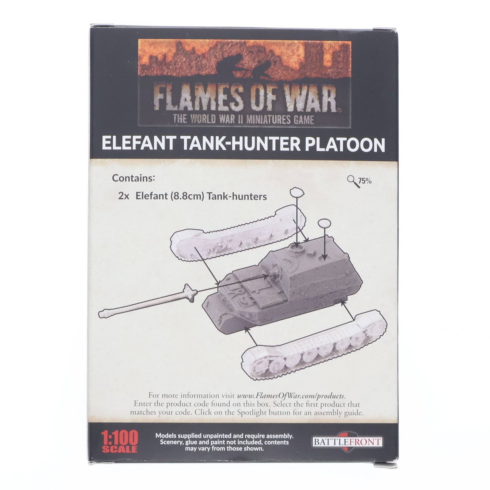 【中古即納】[PTM] 1/100 Elefant Tank-Hunter Platoon Flames of War(フレイムズ・オブ・ウォー) Late War プラモデル Battlefront Miniatures(20220328)