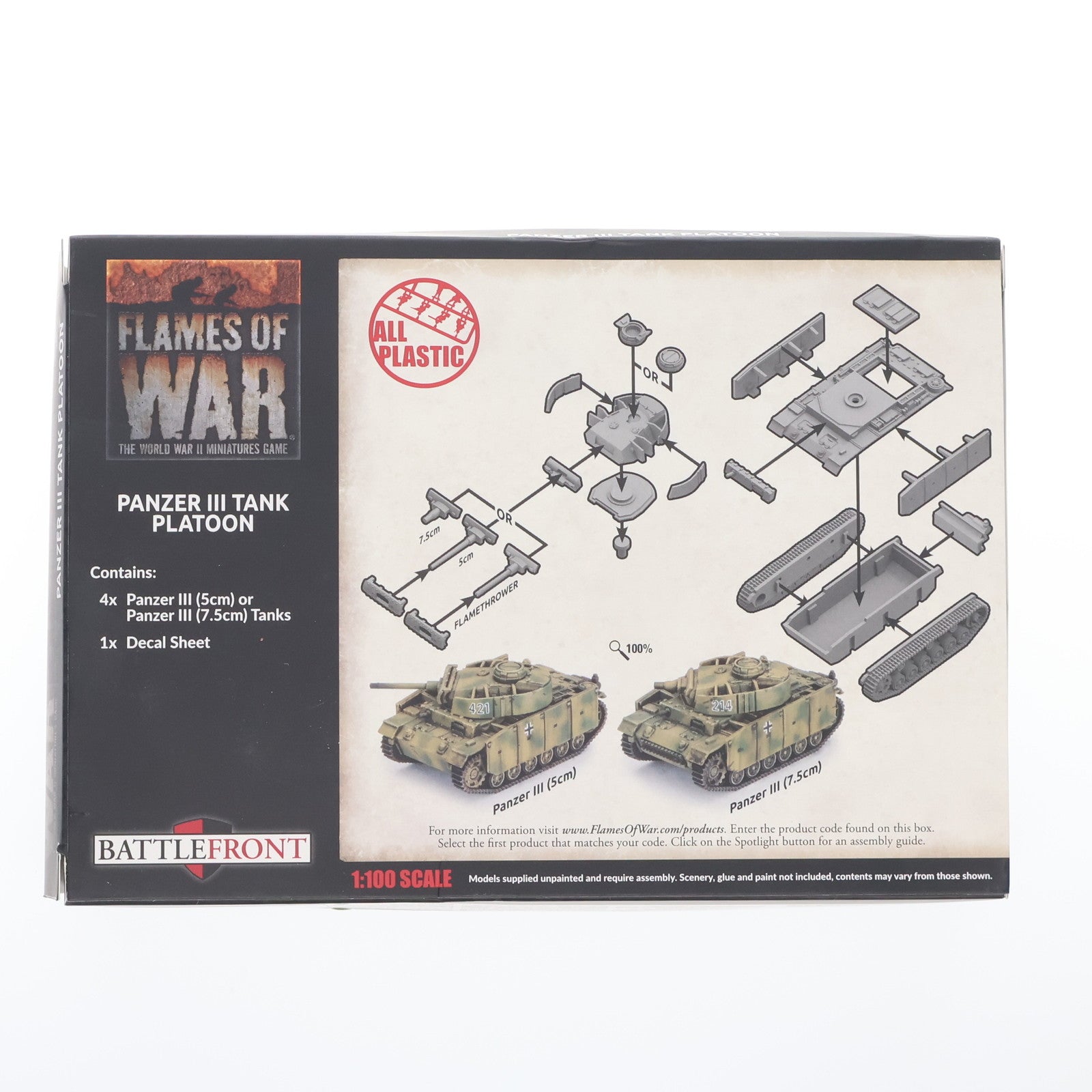 【中古即納】[PTM] 1/100 Panzer III Tank Platoon Flames of War(フレイムズ・オブ・ウォー) Late War プラモデル Battlefront Miniatures(20220328)