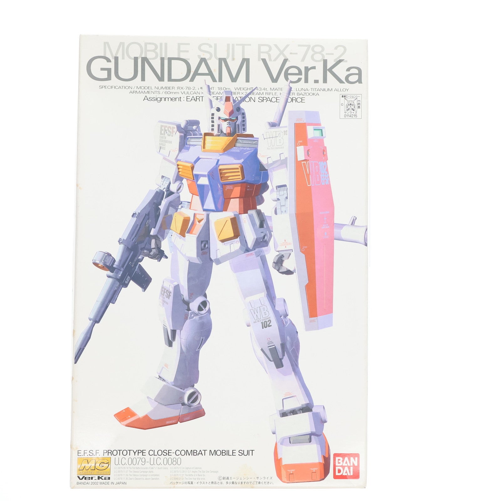 【中古即納】[PTM] MG 1/100 RX-78-2 ガンダム Ver.Ka 機動戦士ガンダム プラモデル(0114215) バンダイ(20210629)
