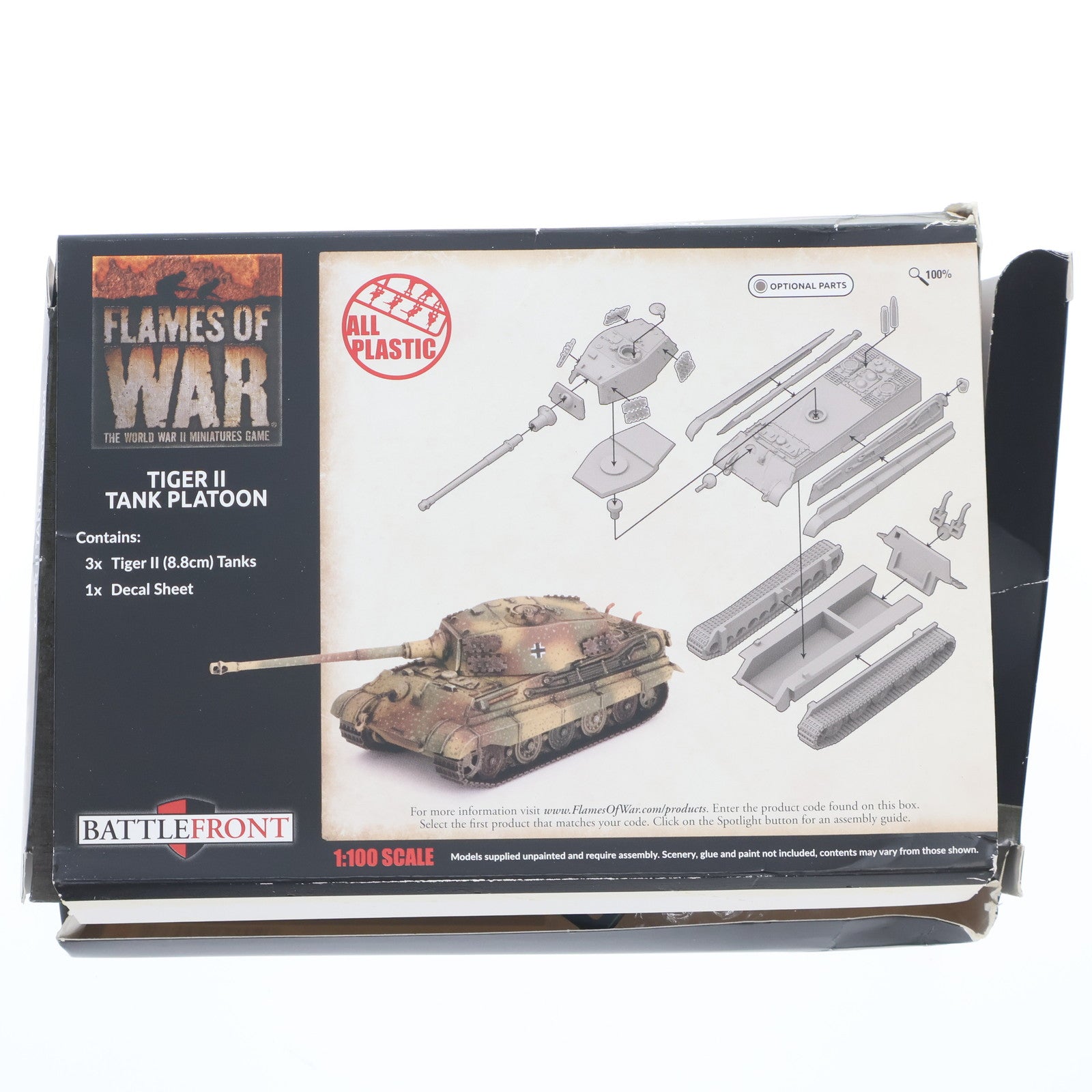 【中古即納】[PTM] Flames of War(フレイムズ・オブ・ウォー) 1/100 German: Tiger II(ティーガーII) Tank Platoon(3両セット) プラモデル(GBX178) Battlefront Miniatures(20220731)