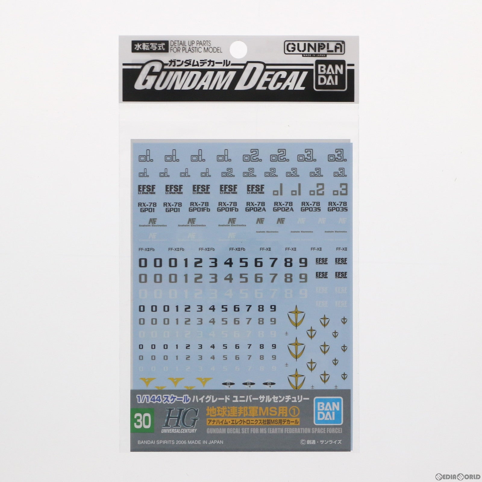 【中古即納】[PTM] ガンダムデカール No.30 HGUC 1/144 地球連邦軍MS用1 アナハイム・エレクトロニクス社製MS用デカール 機動戦士ガンダム0083 STARDUST MEMORY プラモデル用アクセサリ(5057498) バンダイスピリッツ(20210731)