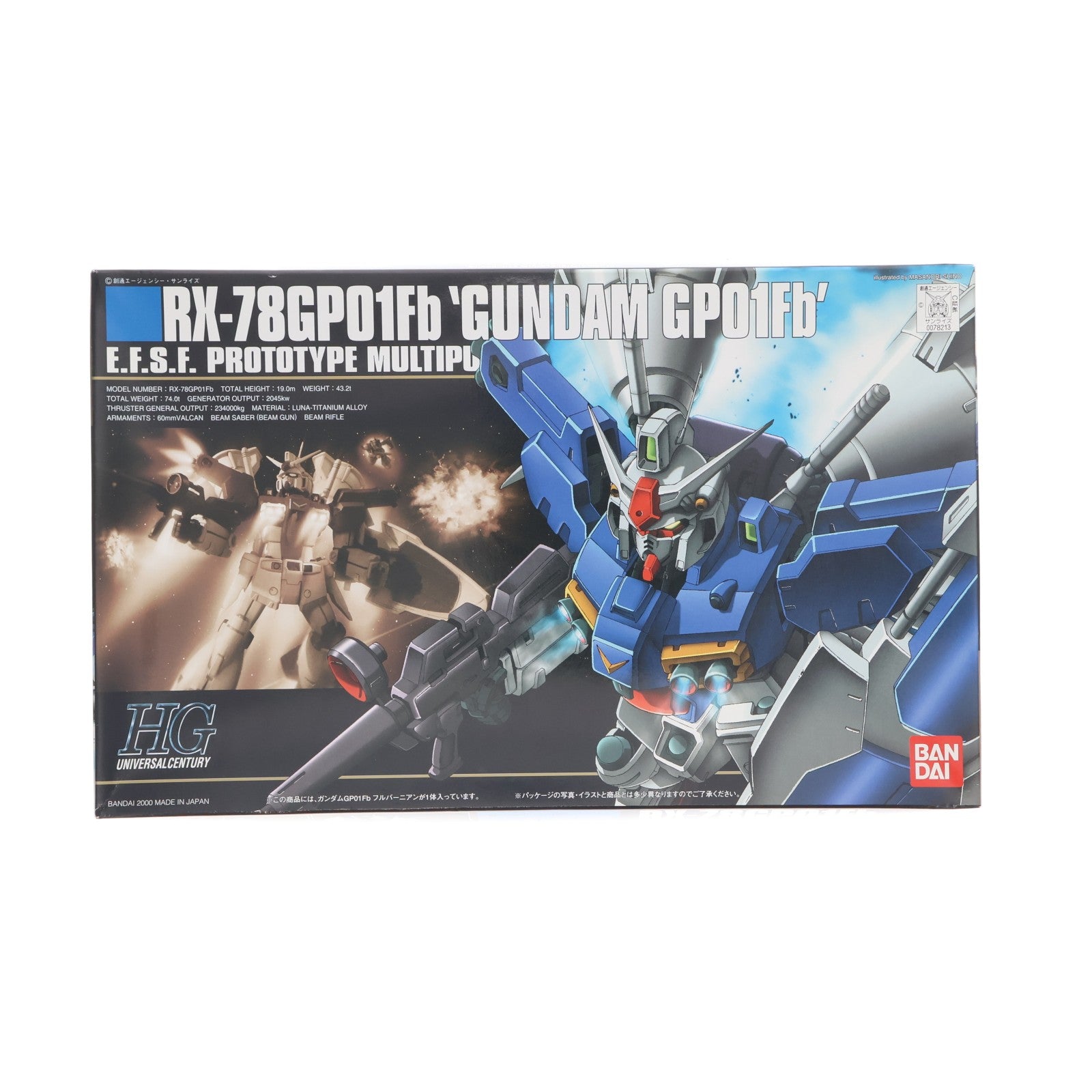 【中古即納】[PTM] HGUC 1/144 RX-78GP01Fb ガンダムGP01Fb(フルバーニアン) 機動戦士ガンダム0083 STARDUST MEMORY プラモデル(0078213) バンダイ(20001231)