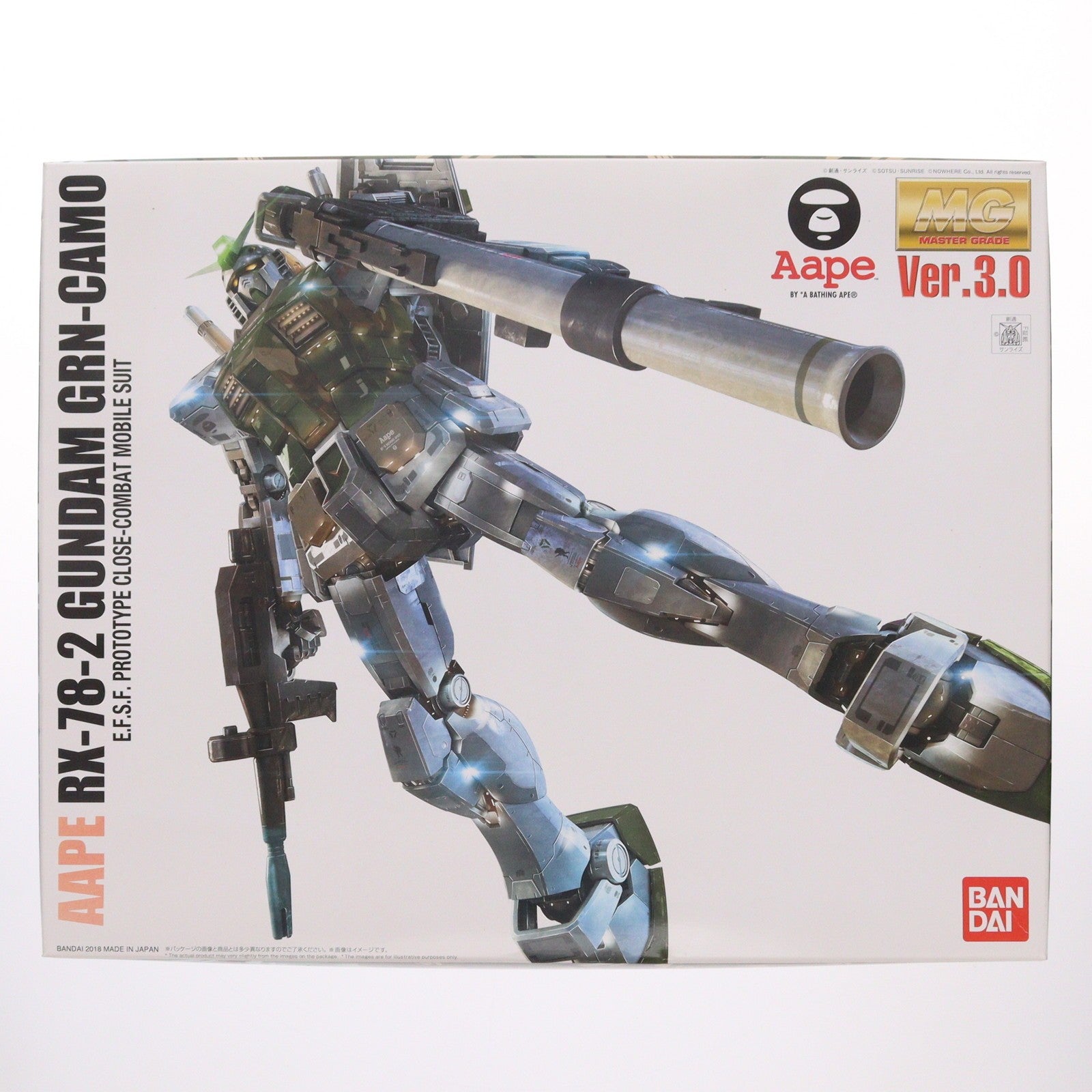 【中古即納】[PTM] MG 1/100 AAPE RX-78-2 GUNDAM GRN-CAMO 機動戦士ガンダム×AAPE BY A BATHING APE プラモデル(0230896) バンダイ(20180930)