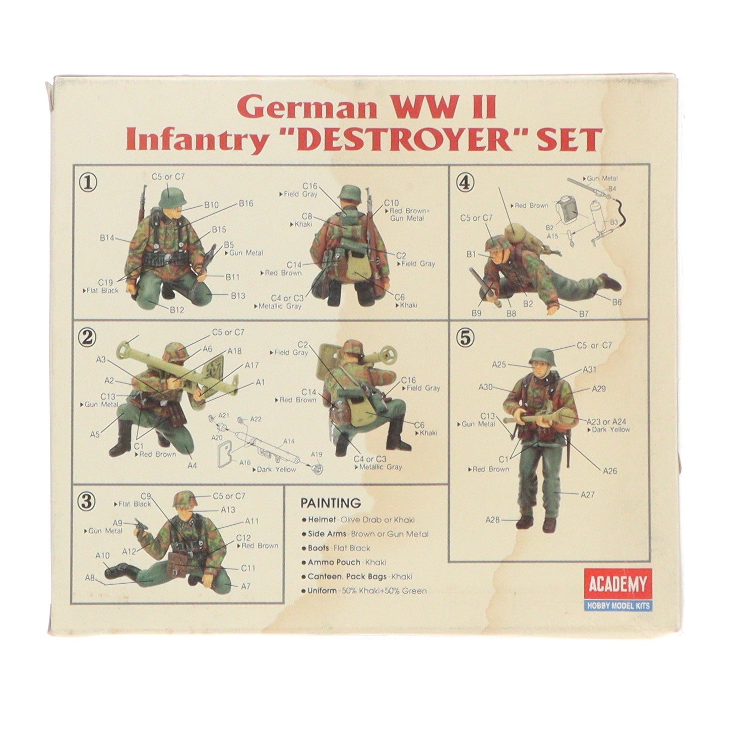 【中古即納】[PTM] 1/35 German WWII Infantry DESTROYER(デストロイヤー) SET(5体セット) プラモデル(1370) ACADEMY(アカデミー)(20111231)