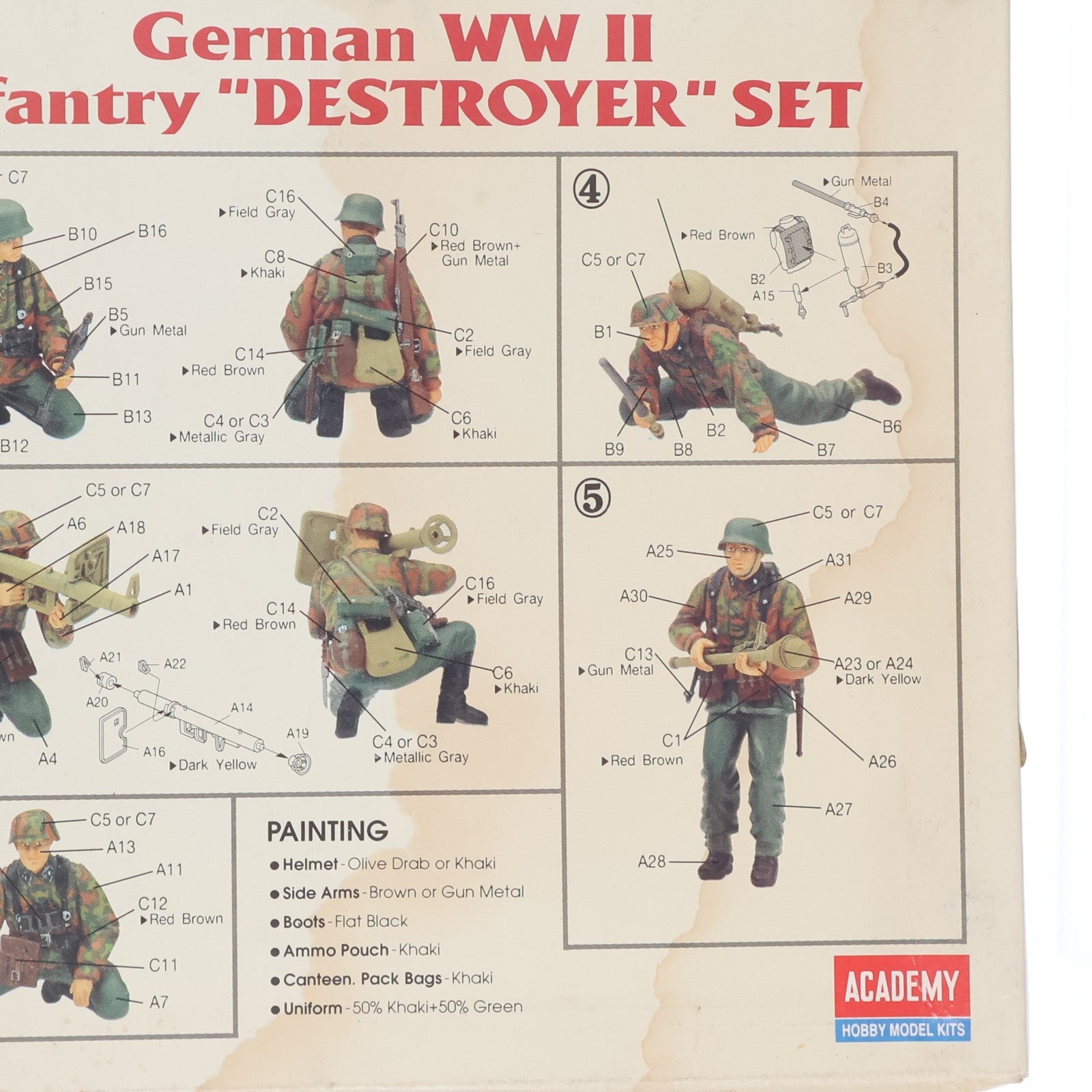 【中古即納】[PTM] 1/35 German WWII Infantry DESTROYER(デストロイヤー) SET(5体セット) プラモデル(1370) ACADEMY(アカデミー)(20111231)
