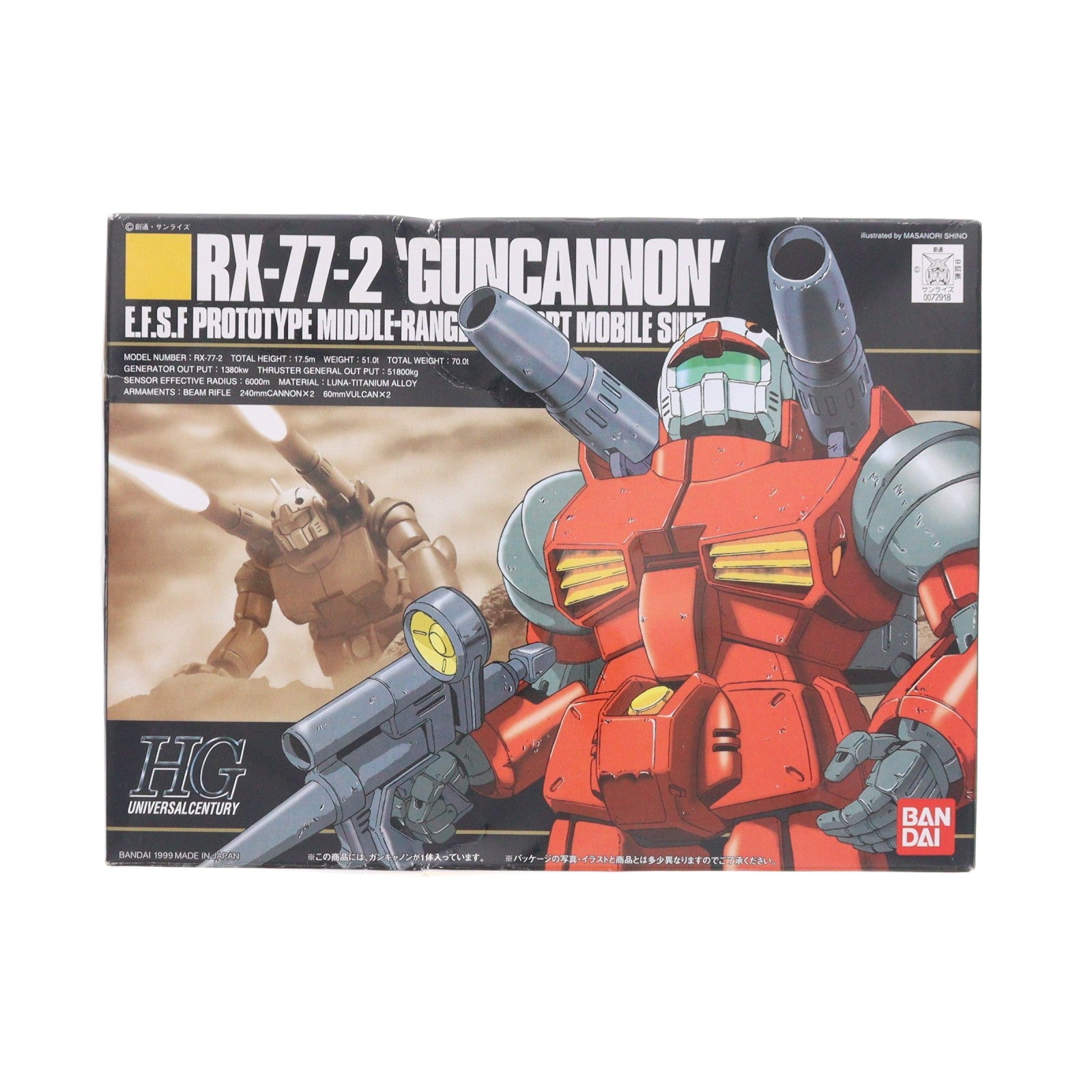 【中古即納】[PTM] HGUC 1/144 RX-77-2 ガンキャノン 機動戦士ガンダム プラモデル(0072918) バンダイ(20000917)