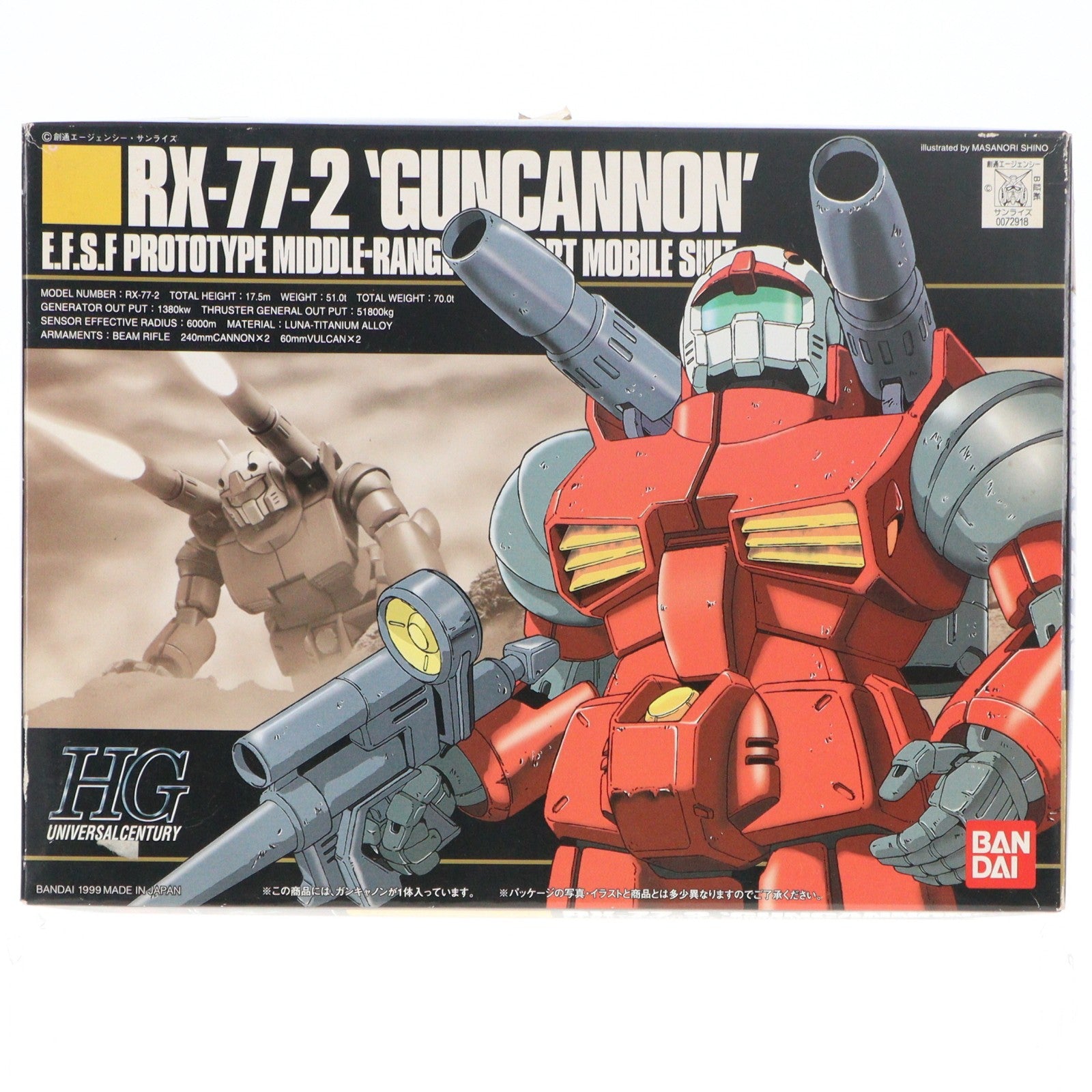 【中古即納】[PTM] HGUC 1/144 RX-77-2 ガンキャノン 機動戦士ガンダム プラモデル(0072918) バンダイ(20000917)