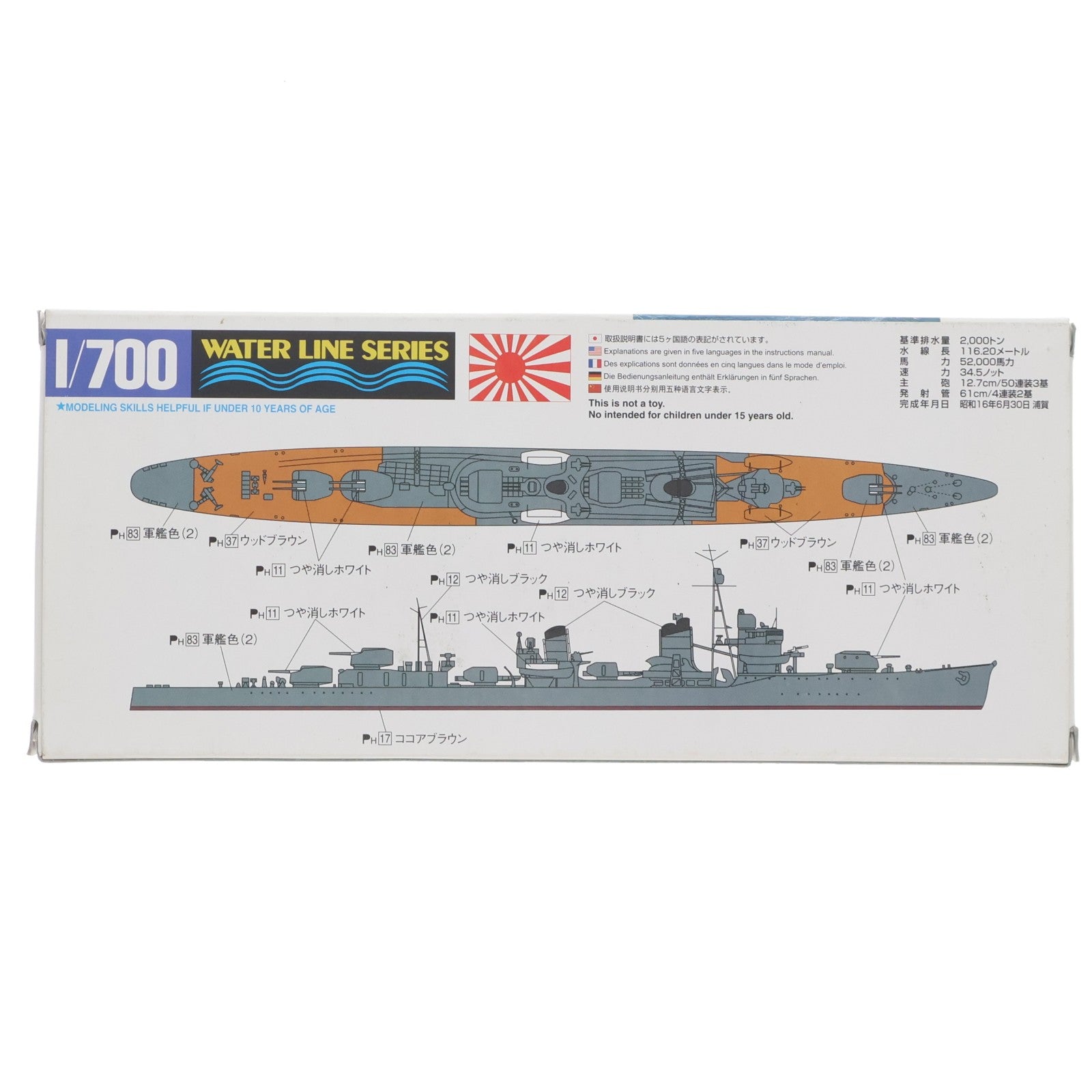 【中古即納】[PTM] (再々販) ウォーターライン No.446 1/700 日本海軍 駆逐艦 浜風 1942 プラモデル アオシマ(20190331)