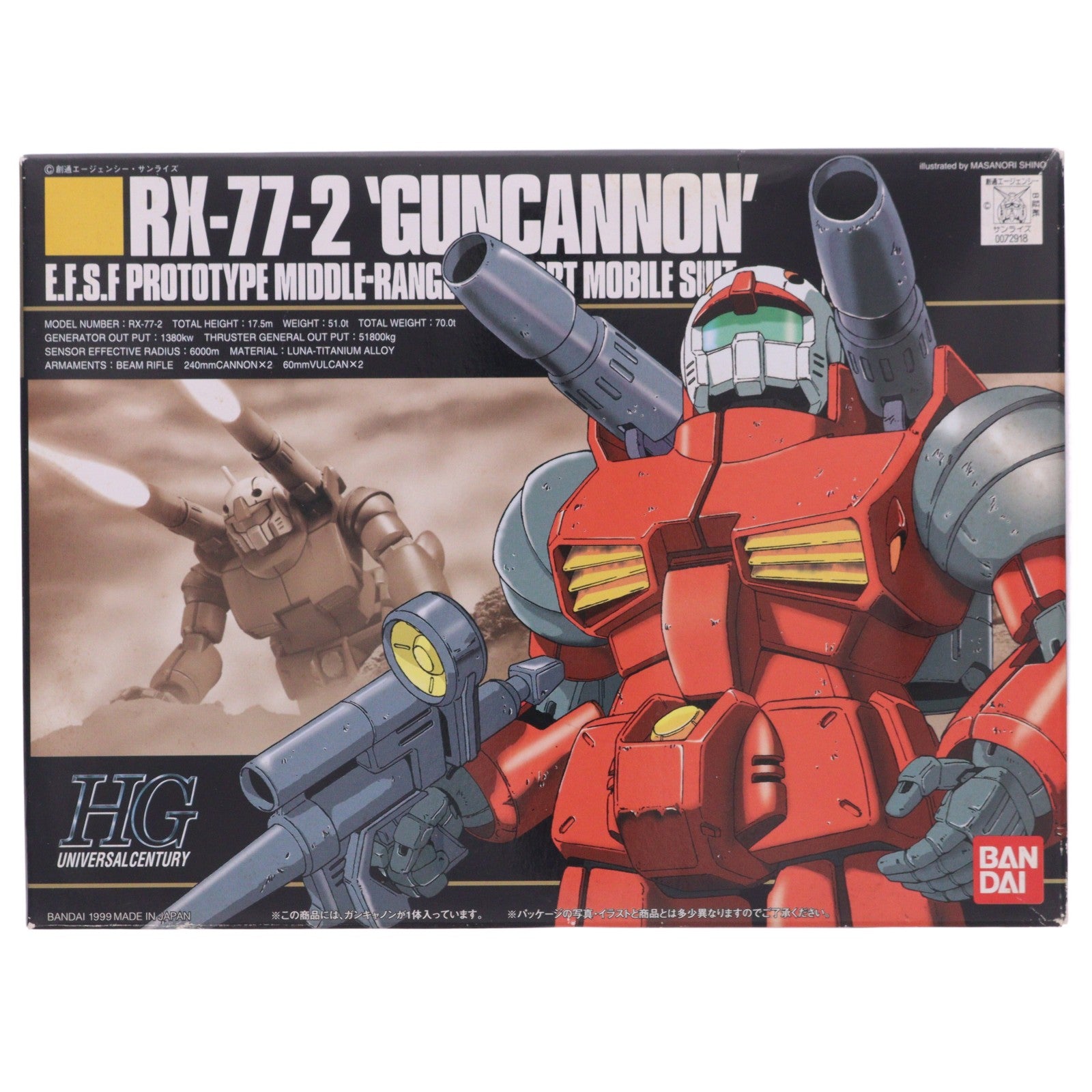 【中古即納】[PTM] HGUC 1/144 RX-77-2 ガンキャノン 機動戦士ガンダム プラモデル(0072918) バンダイ(20000917)