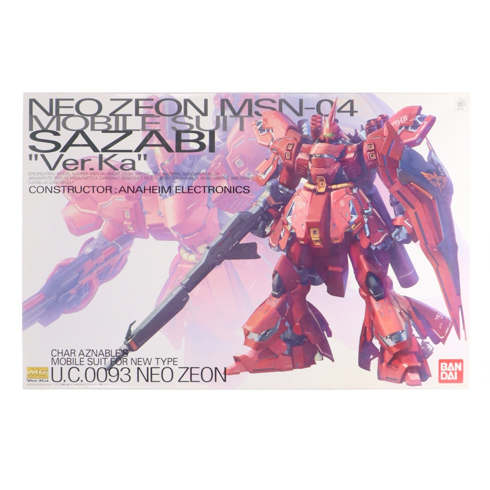 【中古即納】[PTM] MG 1/100 MSN-04 サザビー Ver.ka 機動戦士ガンダム 逆襲のシャア プラモデル(0185135) バンダイ(20180530)