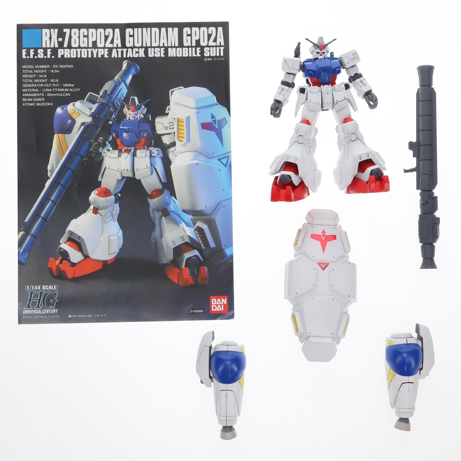 【中古即納】[PTM] HGUC 1/144 RX-78GP02A ガンダム試作2号機(サイサリス) 機動戦士ガンダム0083 STARDUST MEMORY(スターダストメモリー) プラモデル(0145069) バンダイ(20060731)