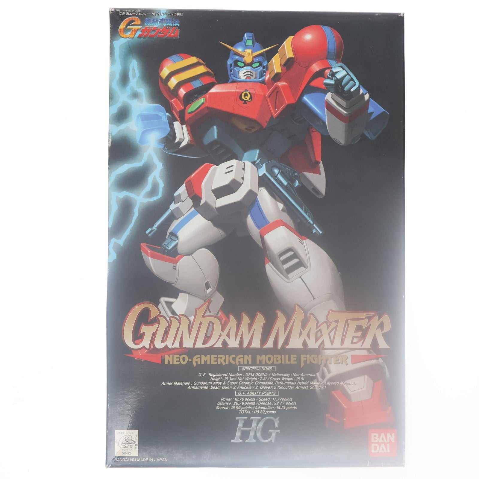 【中古即納】[PTM] HG 1/100 GF13-006NA ガンダムマックスター G-GUNDAM SERIES 04 機動武闘伝Gガンダム プラモデル(0044805) バンダイ(19940801)