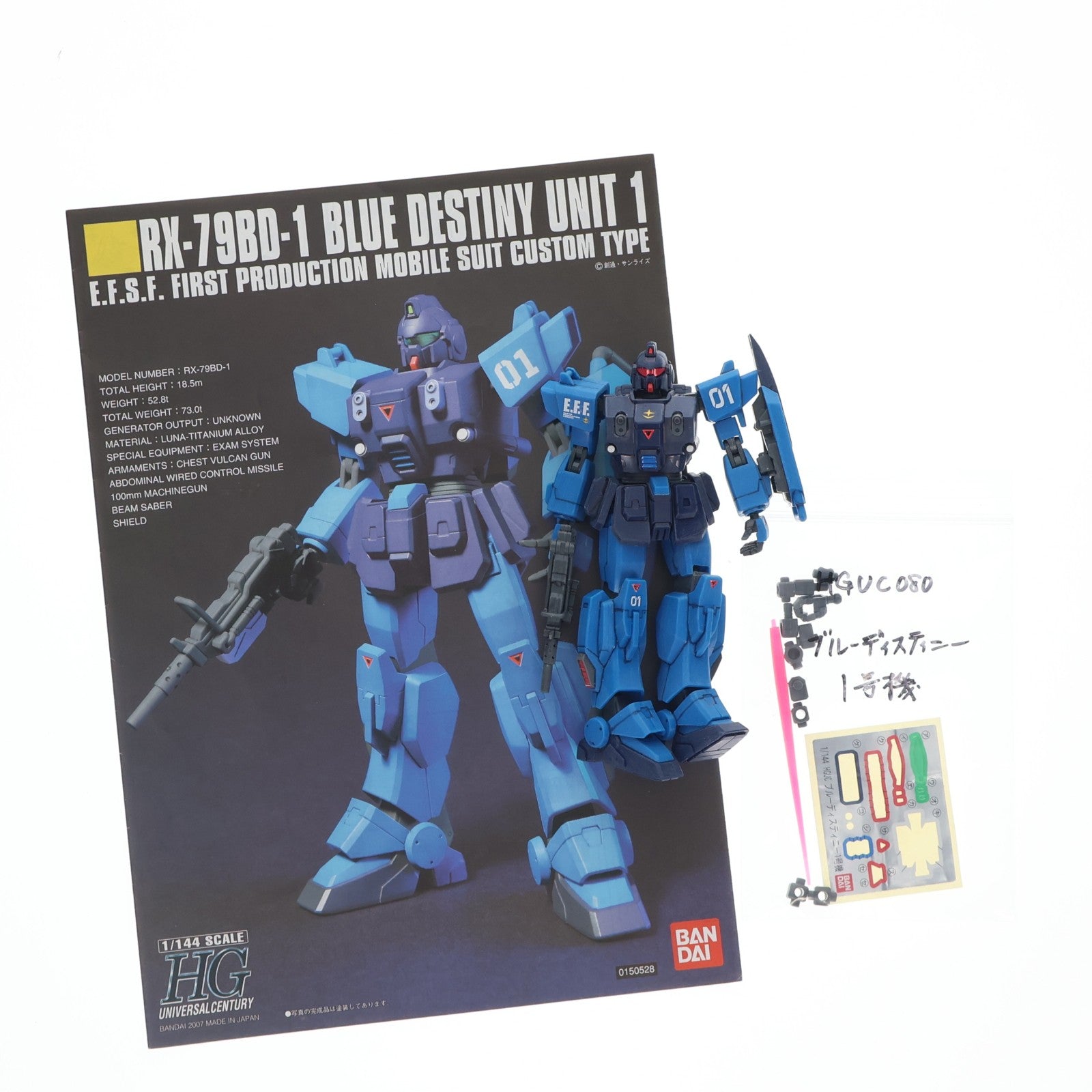 【中古即納】[PTM] HGUC 1/144 RX-79BD-1 ブルーディスティニー1号機 機動戦士ガンダム外伝 THE BLUE DESTINY プラモデル(2001328) バンダイ(20100825)