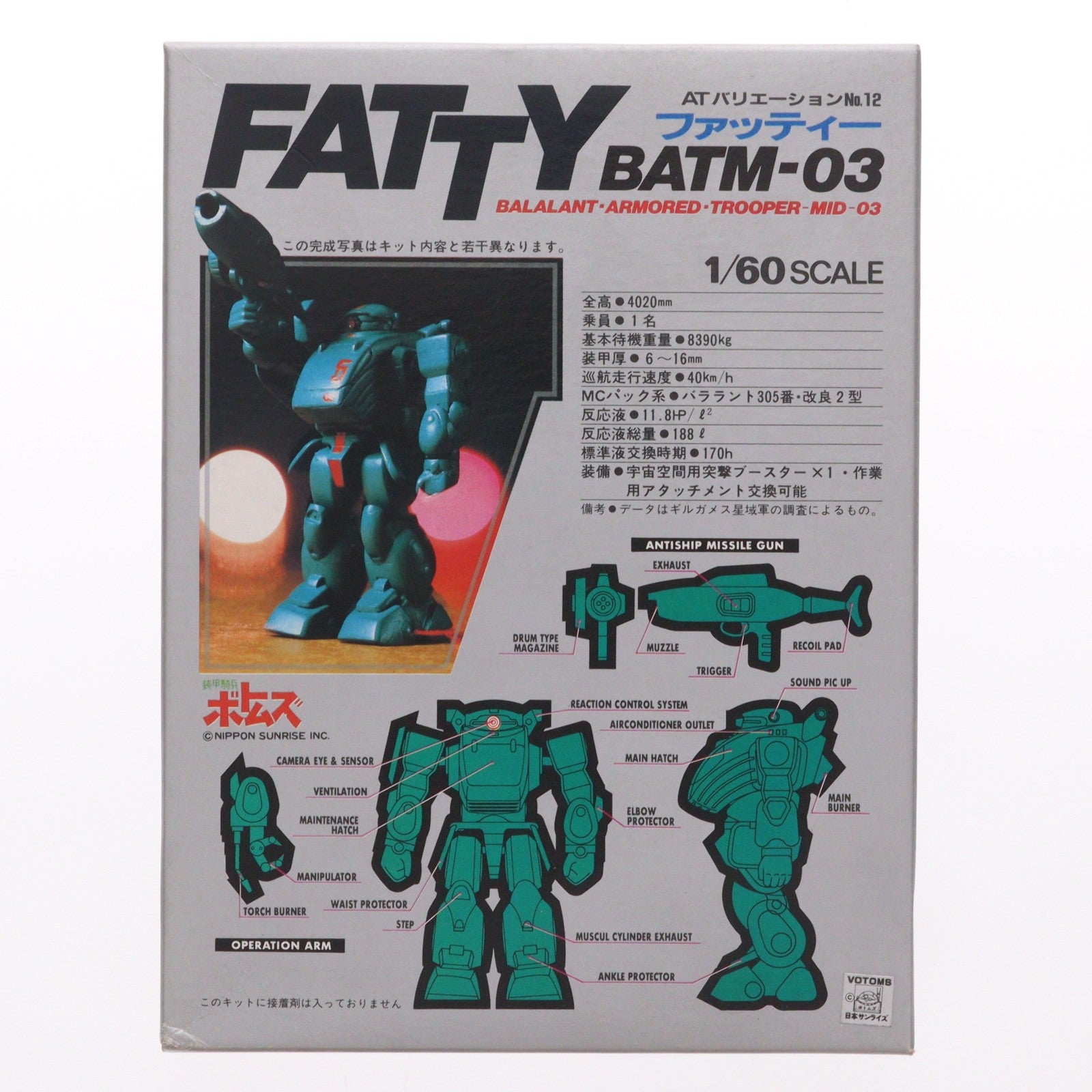 【中古即納】[PTM] ATバリエーションNo.12 1/60 BATM-03 ファッティー 装甲騎兵ボトムズ プラモデル(HV-12) ユニオンモデル(19991231)