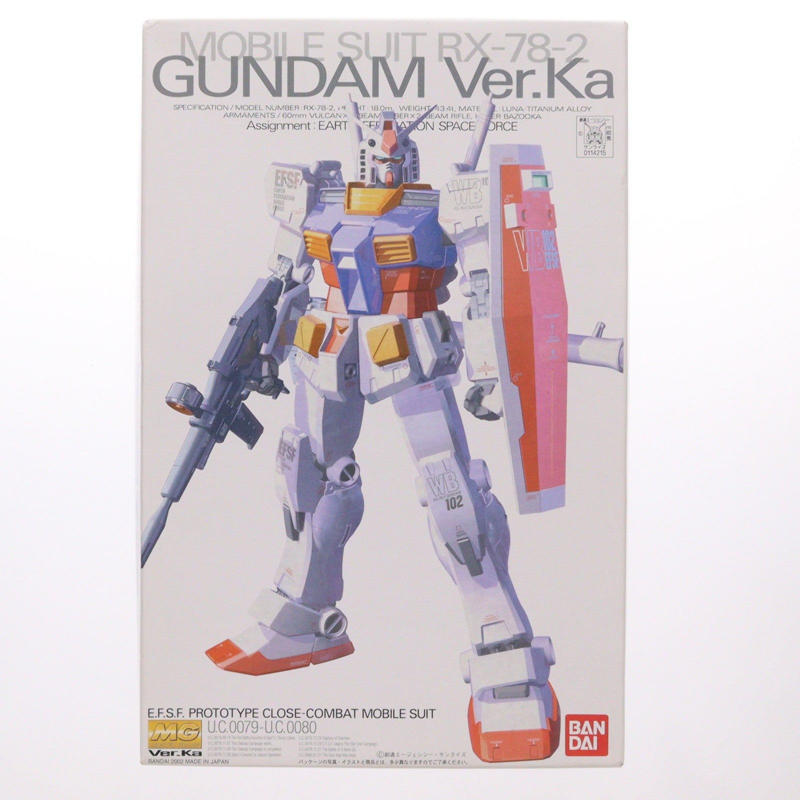 【中古即納】[PTM] MG 1/100 RX-78-2 ガンダム Ver.Ka 機動戦士ガンダム プラモデル(0114215) バンダイ(20210629)
