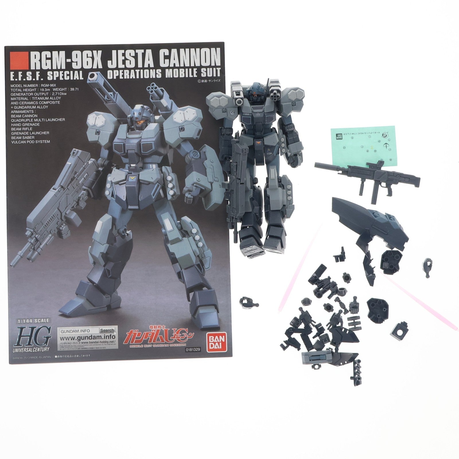 【中古即納】[PTM] HGUC 1/144 RGM-96X ジェスタ・キャノン 機動戦士ガンダムUC(ユニコーン) プラモデル(5055751) バンダイ(20180619)