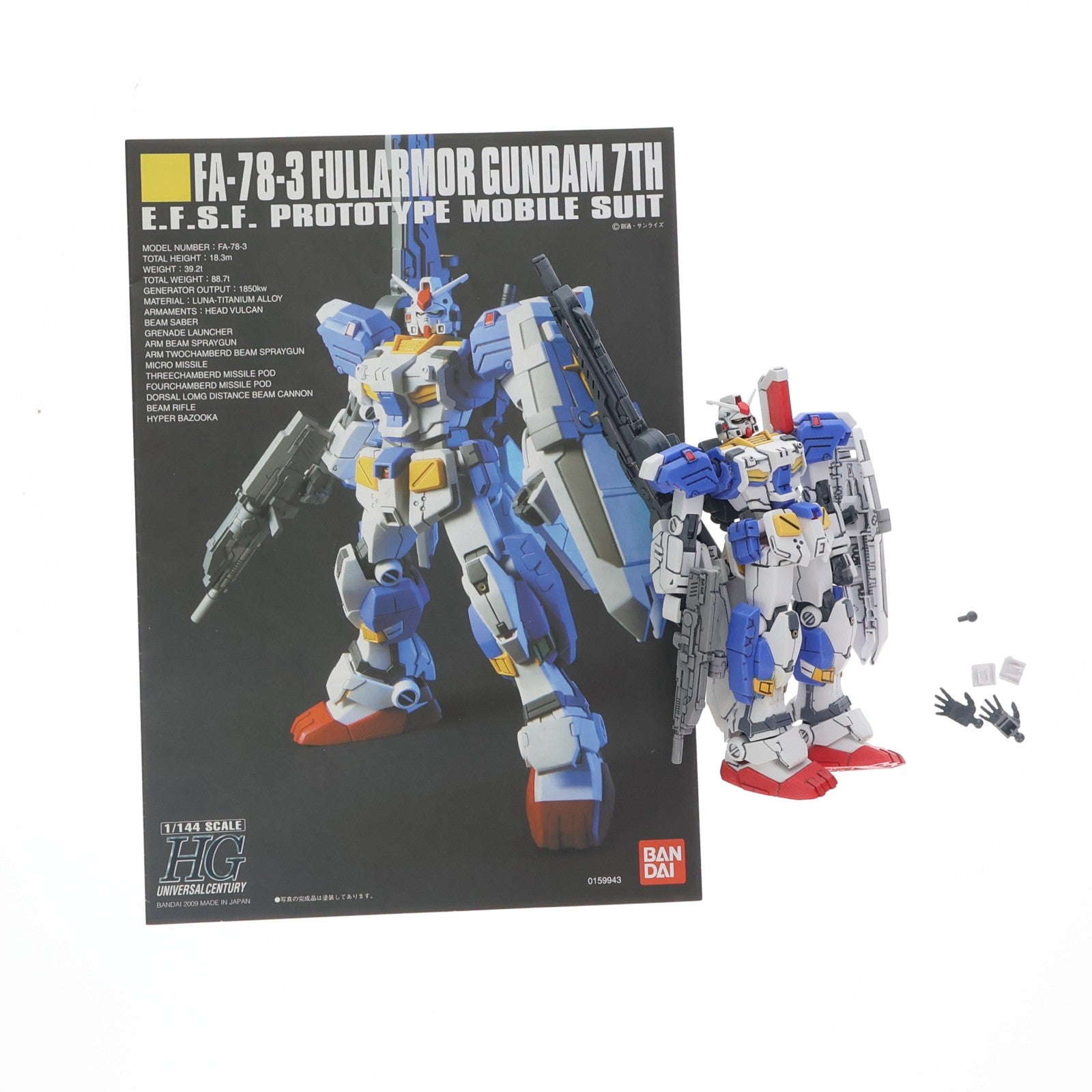 【中古即納】[PTM] HGUC 1/144 FA-78-3 フルアーマーガンダム7号機 ガンダム戦記 プラモデル(0159943) バンダイ(20090930)
