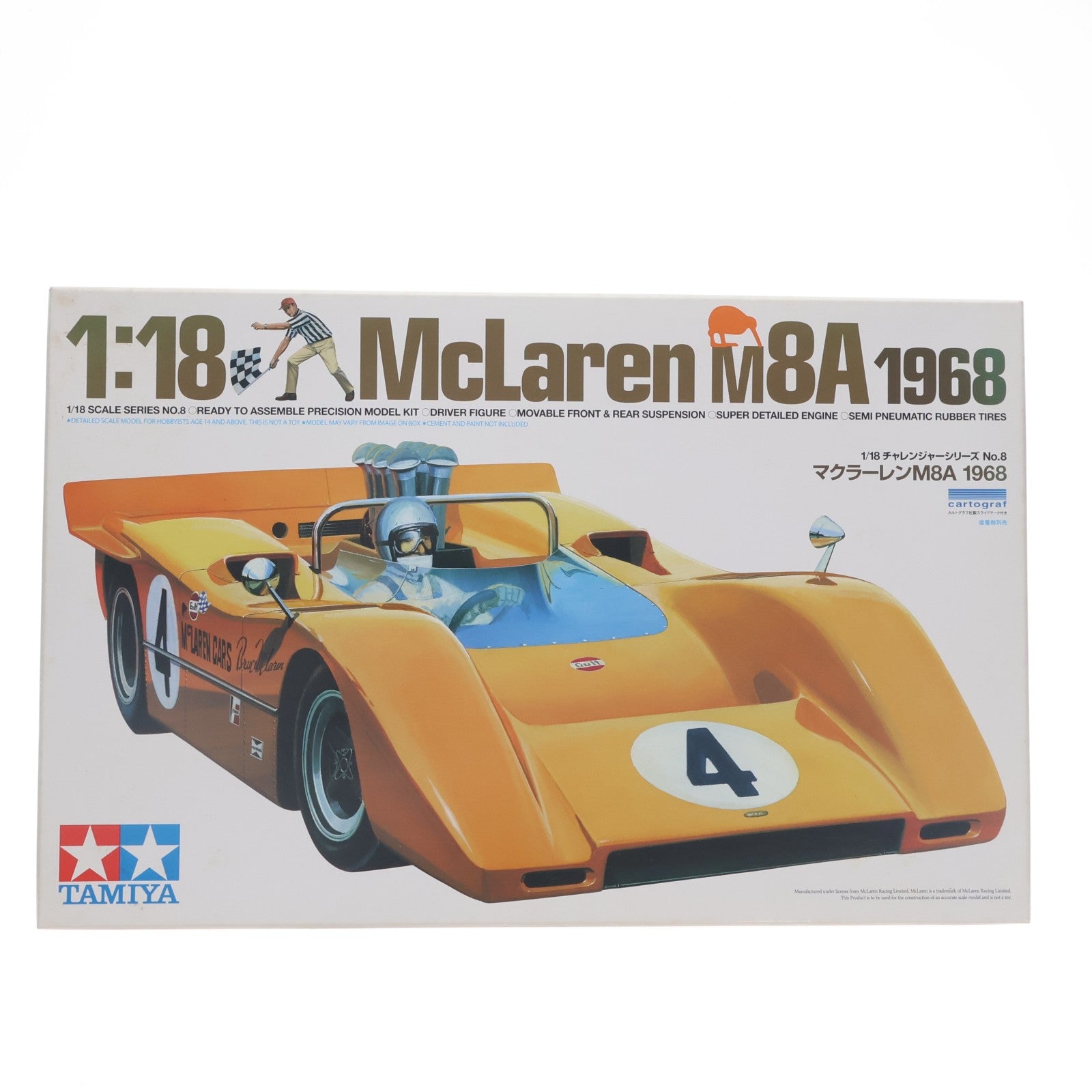 【中古即納】[PTM] チャレンジャーシリーズ No.8 1/18 マクラーレン M8A 1968 ディスプレイモデル プラモデル(10008) タミヤ(20131102)