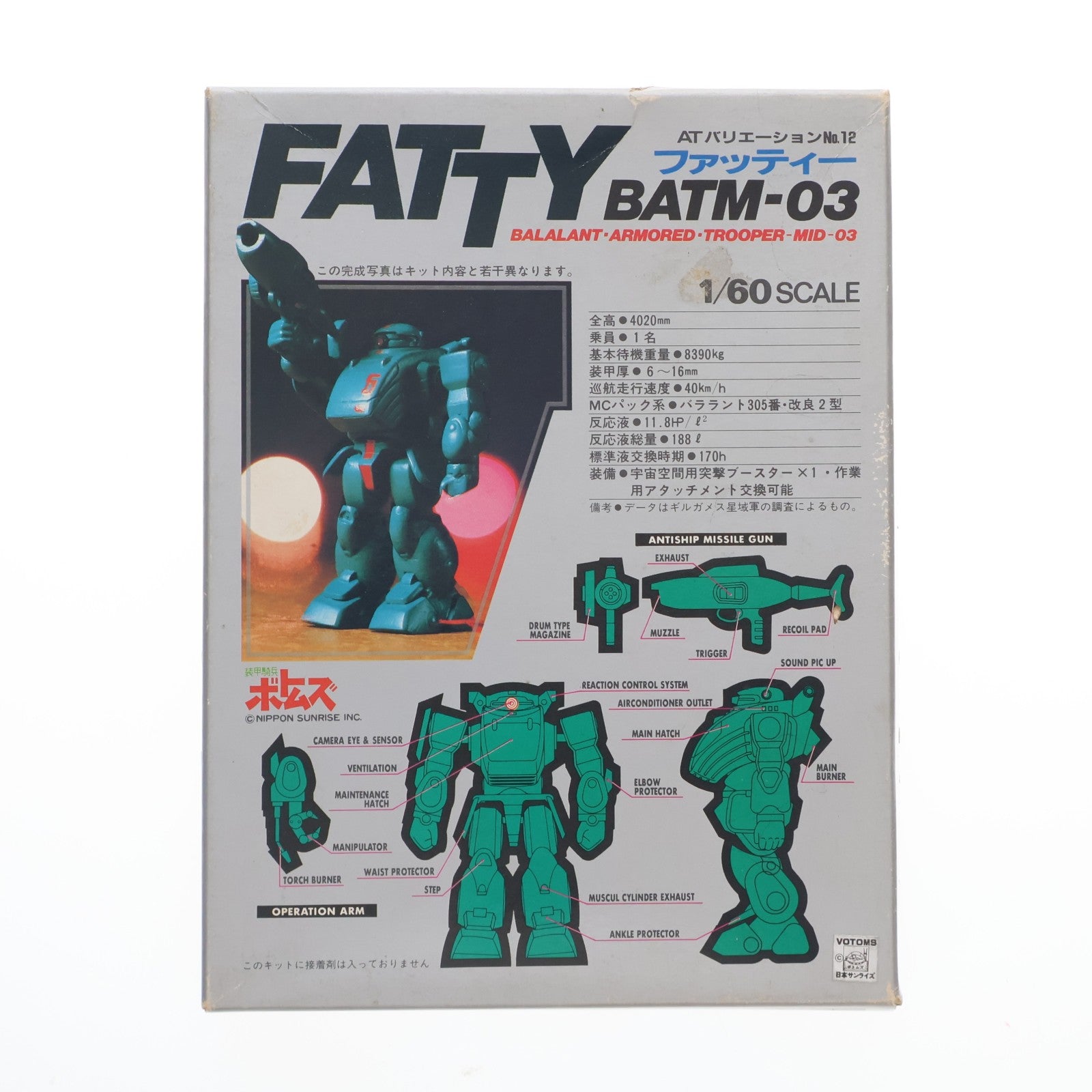 【中古即納】[PTM] ATバリエーションNo.12 1/60 BATM-03 ファッティー 装甲騎兵ボトムズ プラモデル(HV-12) ユニオンモデル(19991231)