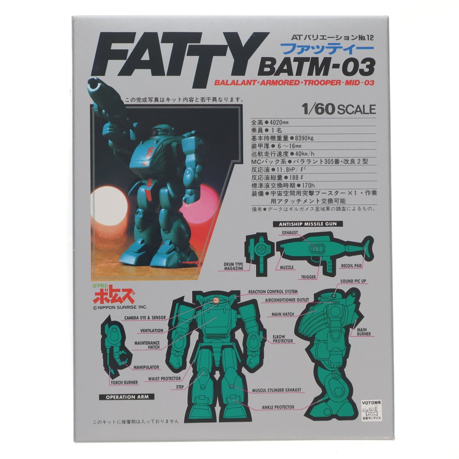 【中古即納】[PTM] ATバリエーションNo.12 1/60 BATM-03 ファッティー 装甲騎兵ボトムズ プラモデル(HV-12) ユニオンモデル(19991231)