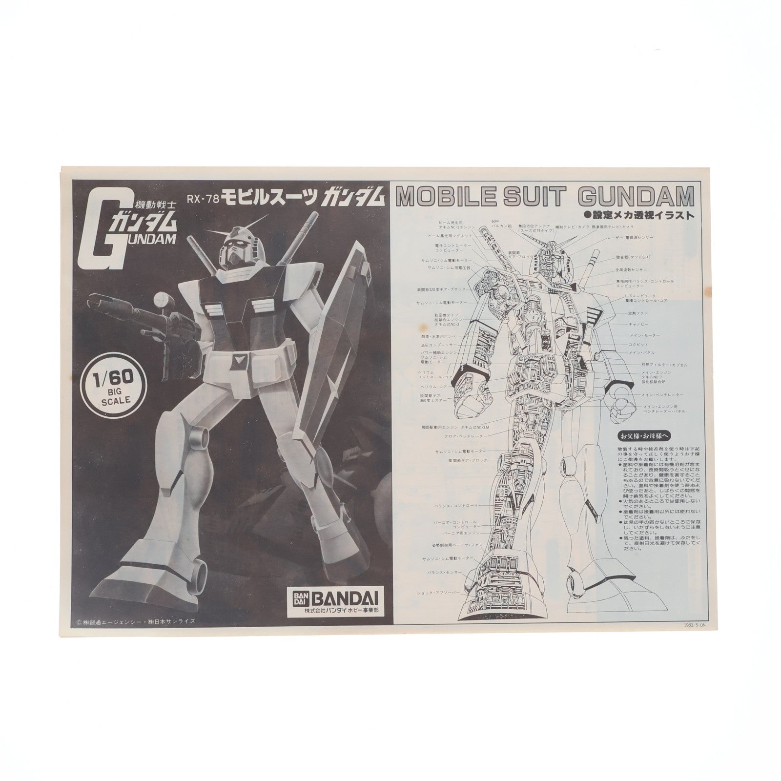 【中古即納】[PTM] 1/60 RX-78 ガンダム 機動戦士ガンダム プラモデル(0008704) バンダイ(20200623)