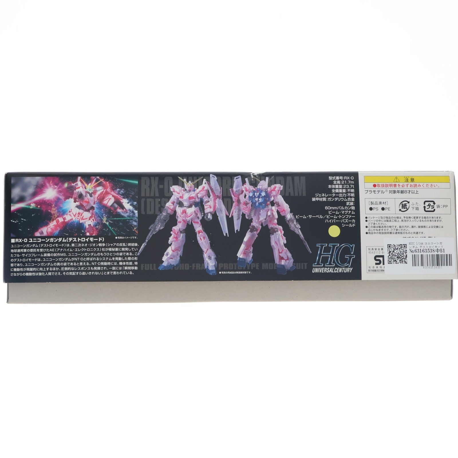 【中古即納】[PTM] HGUC 1/144 ユニコーンガンダム デストロイモード 劇場限定 NT-DパールクリアVer. 機動戦士ガンダムUC(ユニコーン) episode2 赤い彗星 プラモデル バンダイ(19991231)