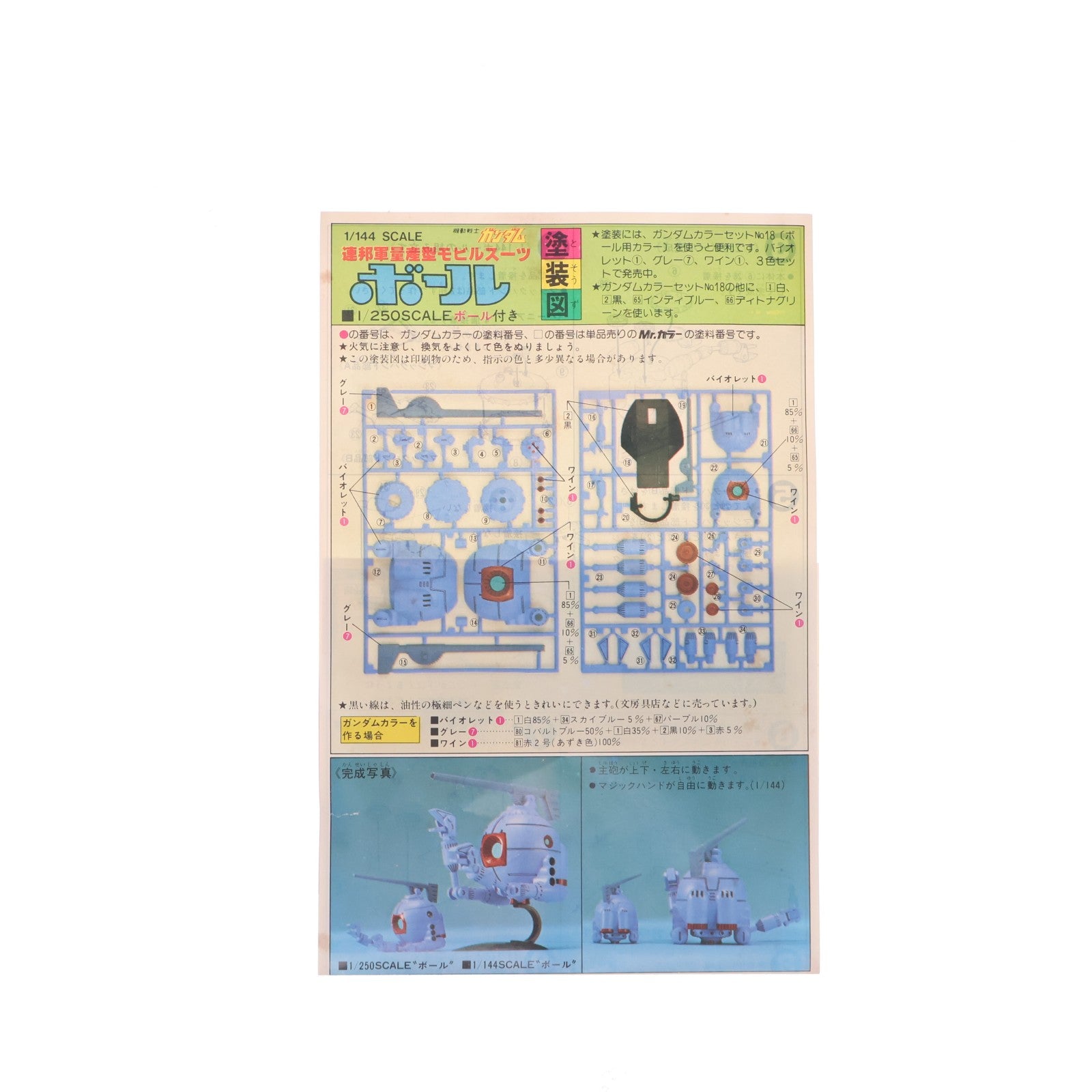 【中古即納】[PTM] (JAN無し版) 1/144 連邦軍量産型モビルスーツ ボール 機動戦士ガンダム ベストメカコレクション No.26 プラモデル(36244) バンダイ(19991231)
