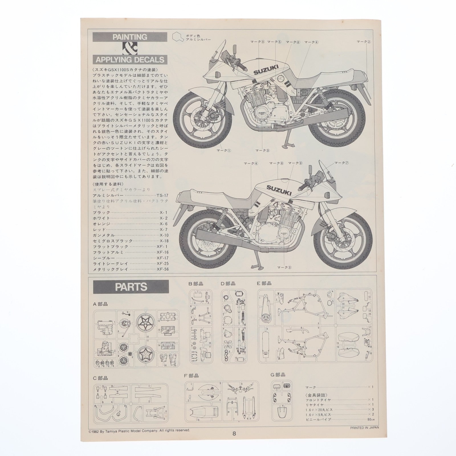 【中古即納】[PTM] オートバイシリーズ No.10 1/12 スズキGSX1100Sカタナ プラモデル(1410) タミヤ(19820630)