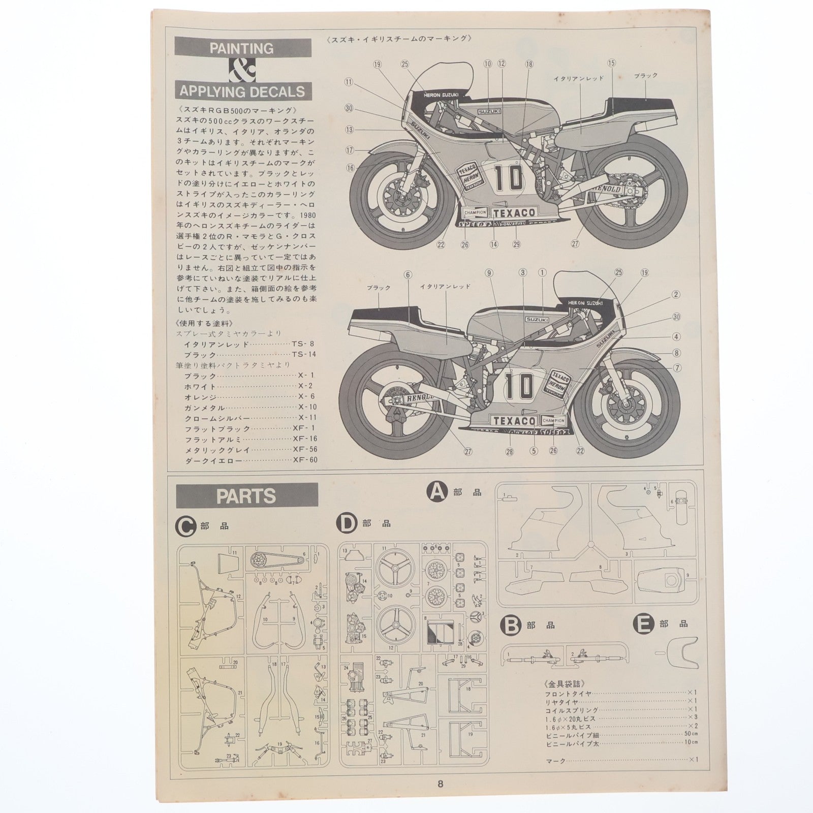 【中古即納】[PTM] オートバイシリーズ No.3 1/12 スズキRGB500グランプリレーサー プラモデル(1403) タミヤ(19811231)