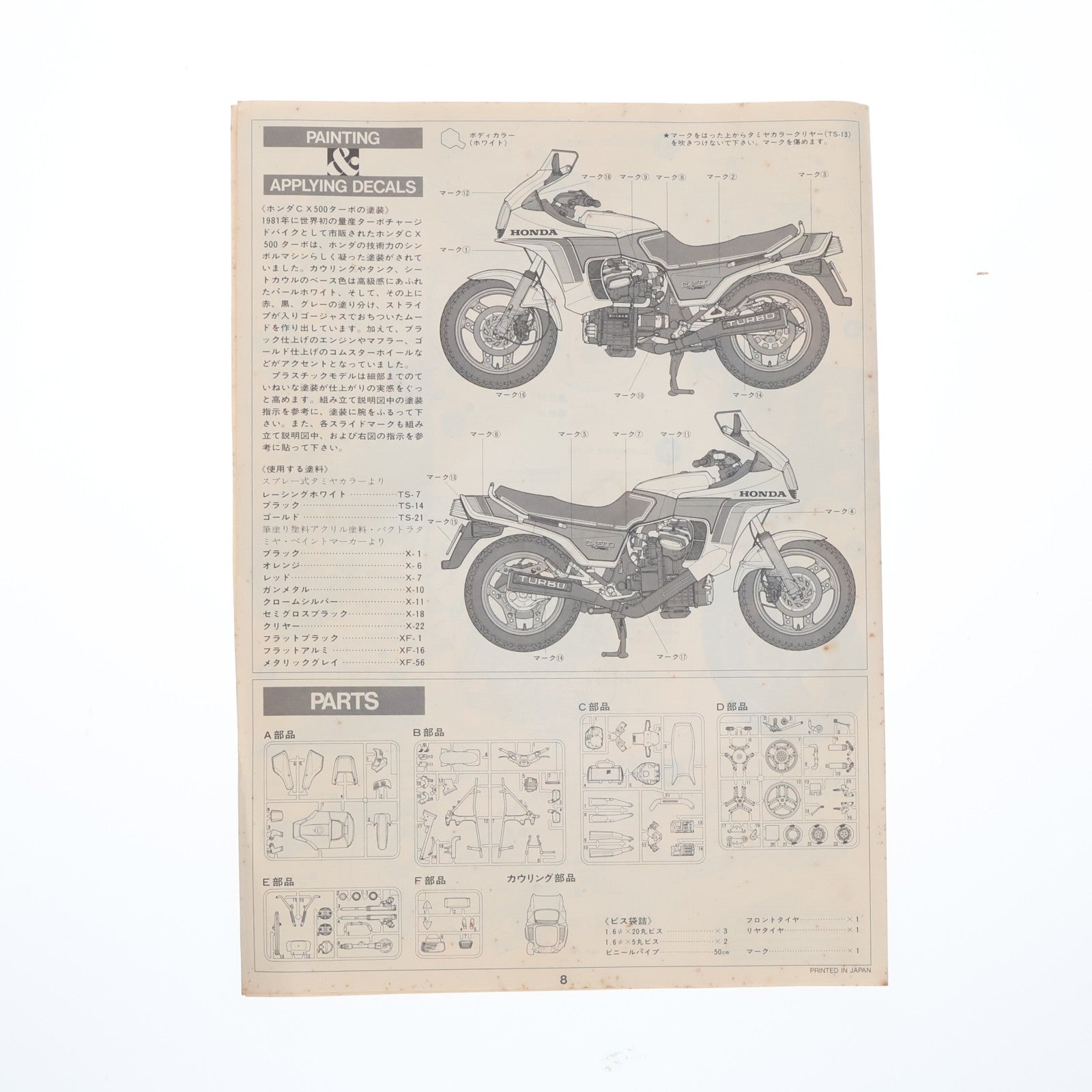 【中古即納】[PTM] オートバイシリーズ No.16 1/12 ホンダCX500ターボ プラモデル(1416) タミヤ(19820930)