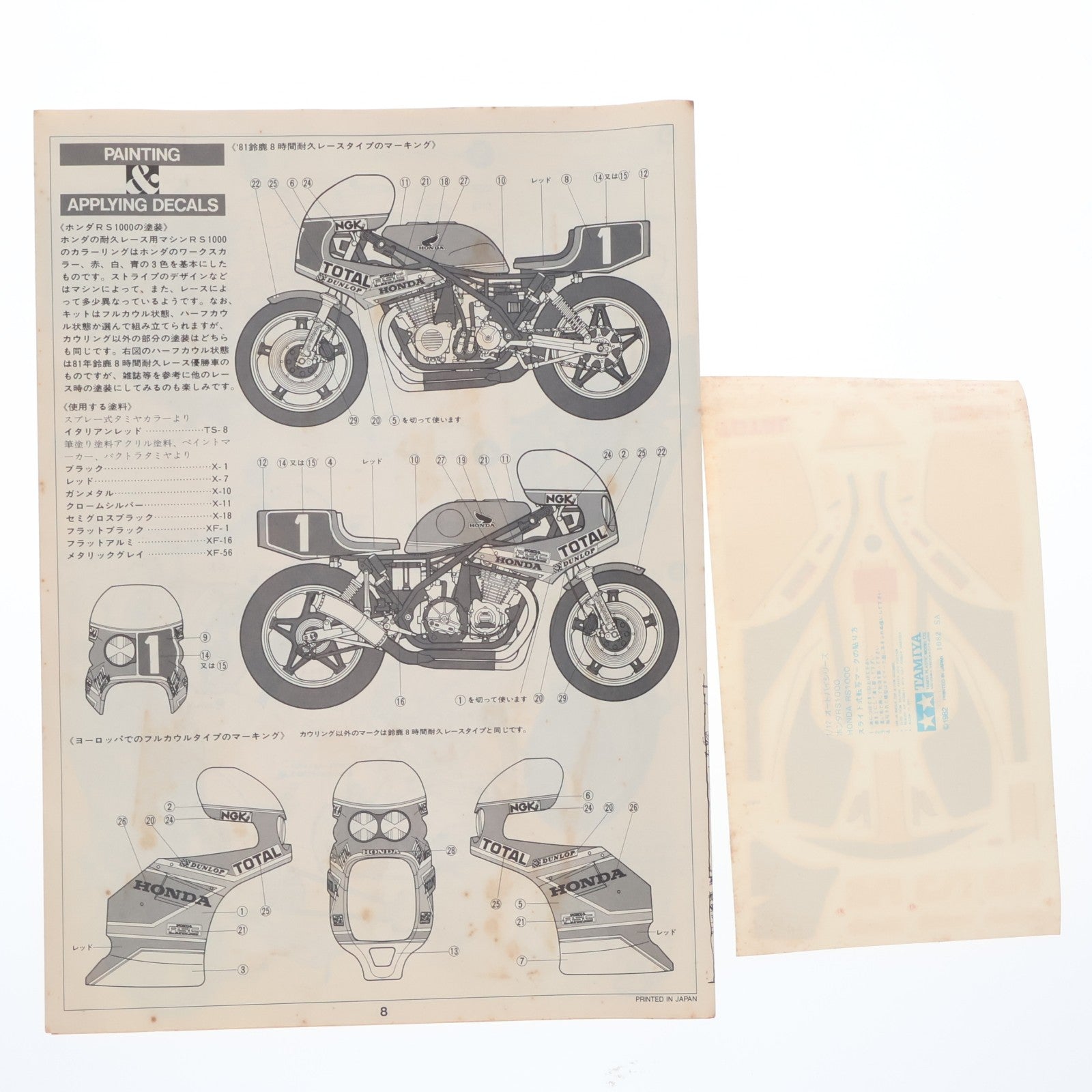【中古即納】[PTM] オートバイシリーズ No.14 1/12 ホンダRS1000耐久レーサー プラモデル(1414) タミヤ(19991231)