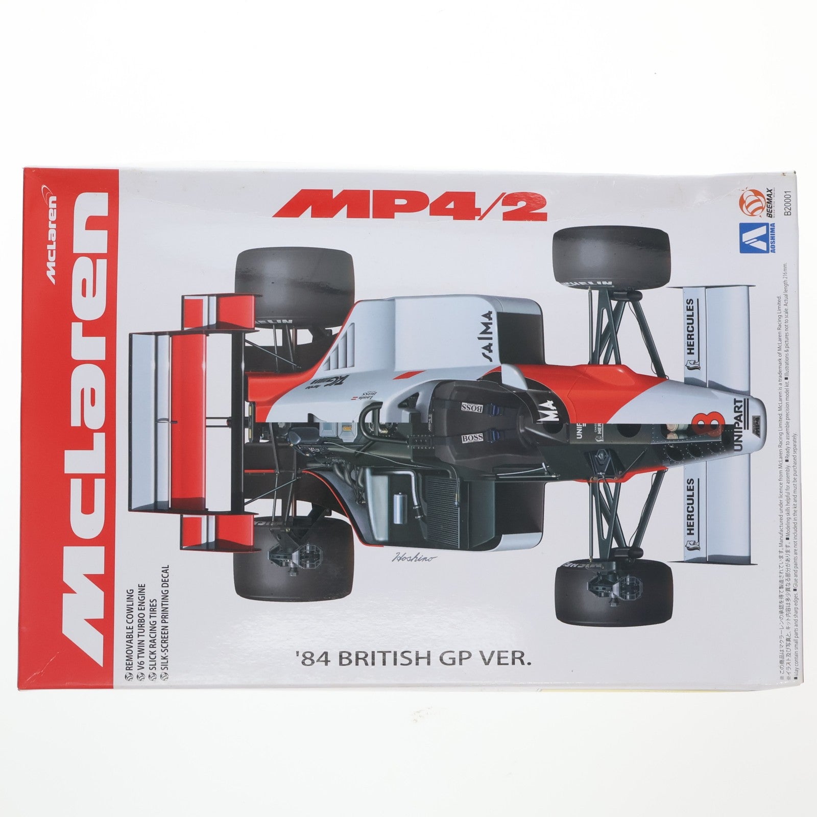 【中古即納】[PTM] BEEMAX No.3 1/20 マクラーレン MP4/2 '84 イギリスグランプリ仕様 プラモデル(081891) アオシマ(20150702)