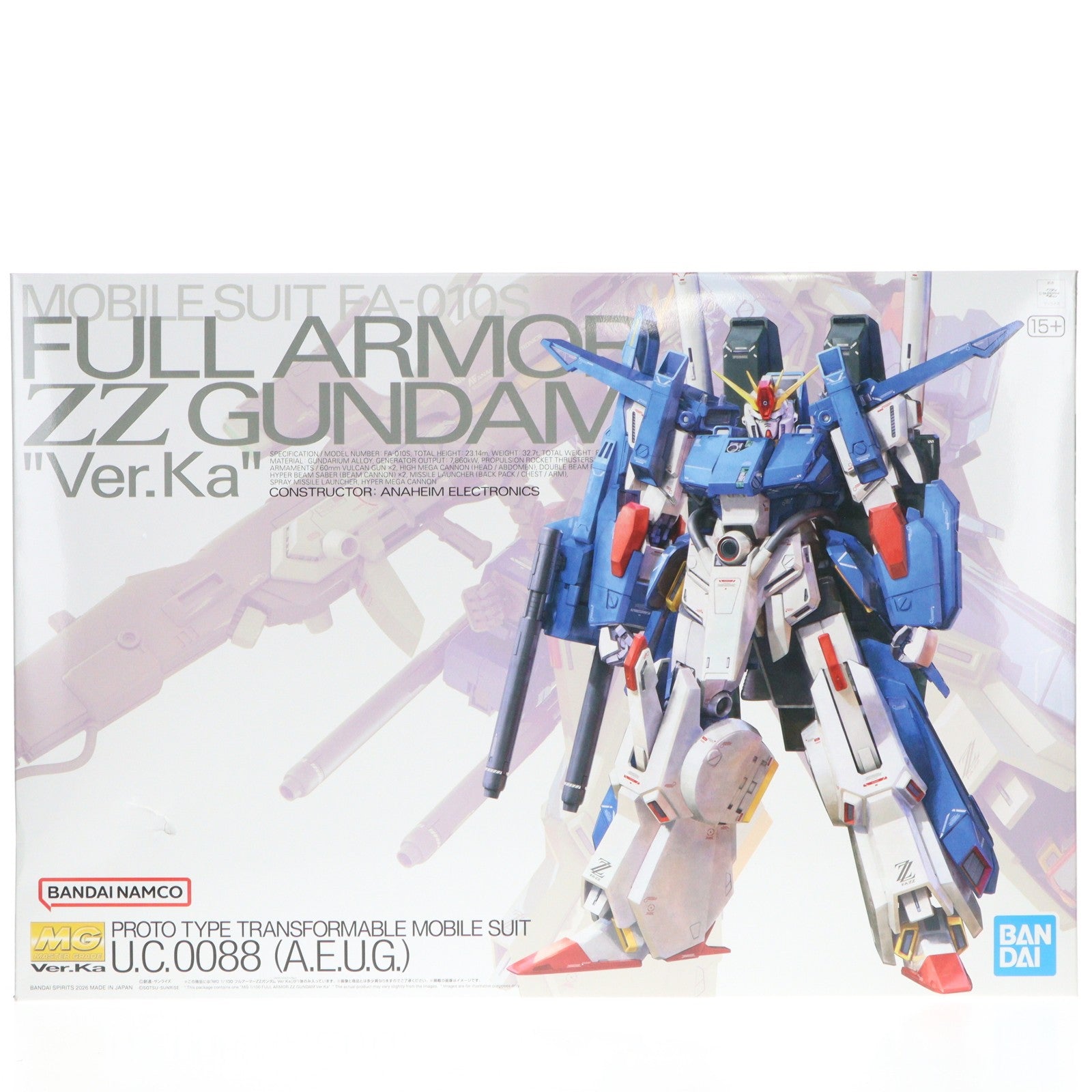 【中古即納】[PTM] (再販) MG 1/100 フルアーマーZZガンダム Ver.Ka 機動戦士ガンダムZZ(ダブルゼータ) プラモデル(5072026) バンダイスピリッツ(20260415)