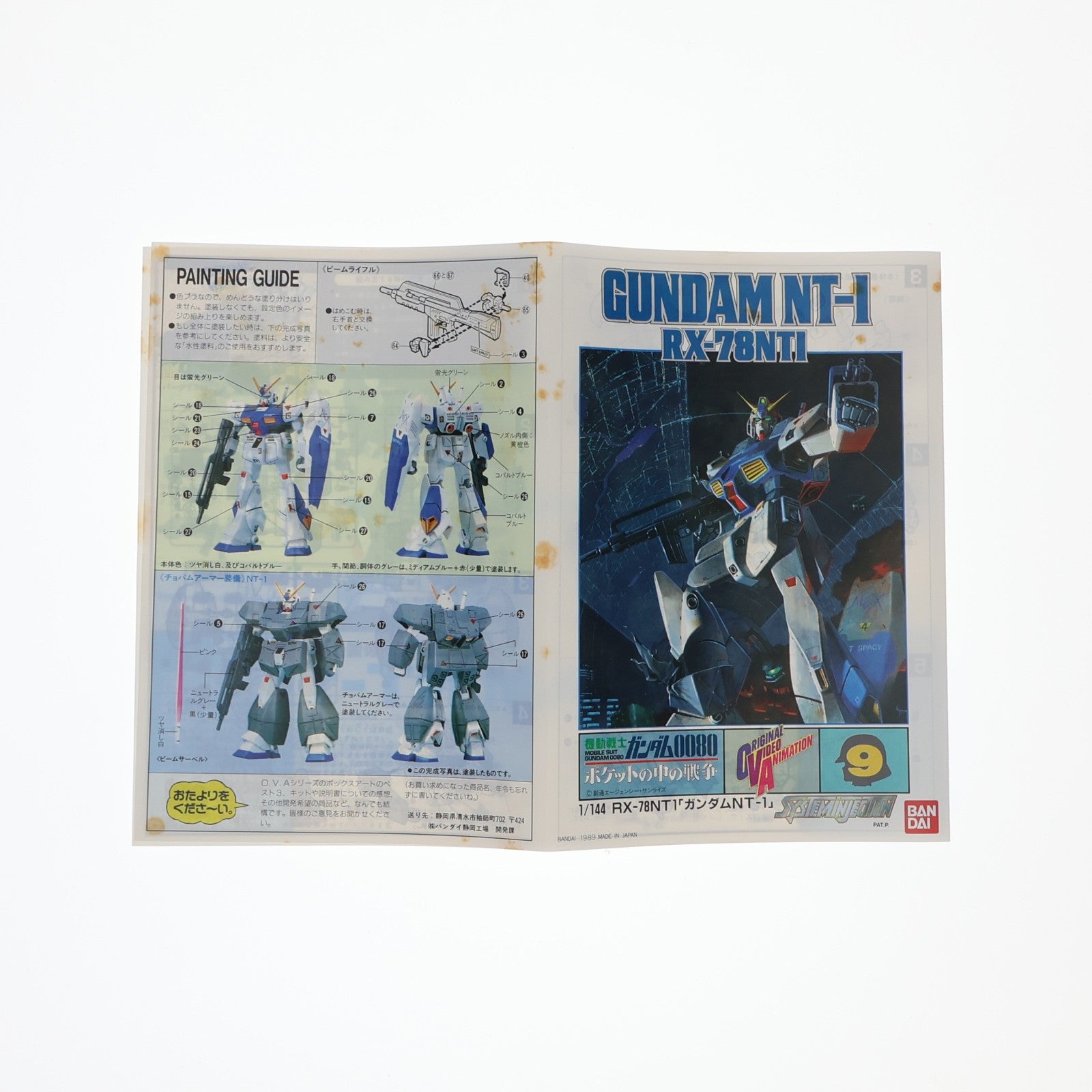 【中古即納】[PTM] 1/144 RX-78NT1 ガンダムNT-1 機動戦士ガンダム0080 ポケットの中の戦争 プラモデル バンダイ(19890401)