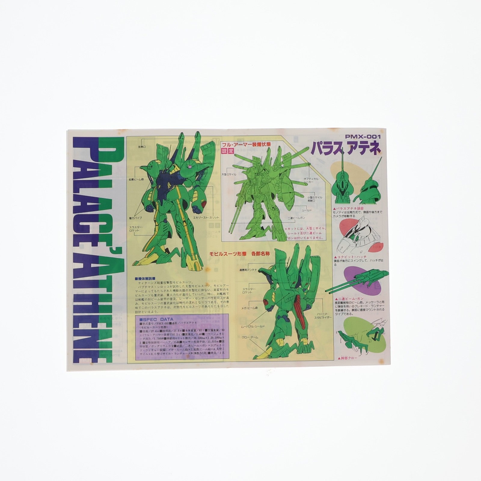【中古即納】[PTM] 1/144 PMX-001 パラスアテネ 機動戦士Zガンダム シリーズ No.37 プラモデル バンダイ(20160930)