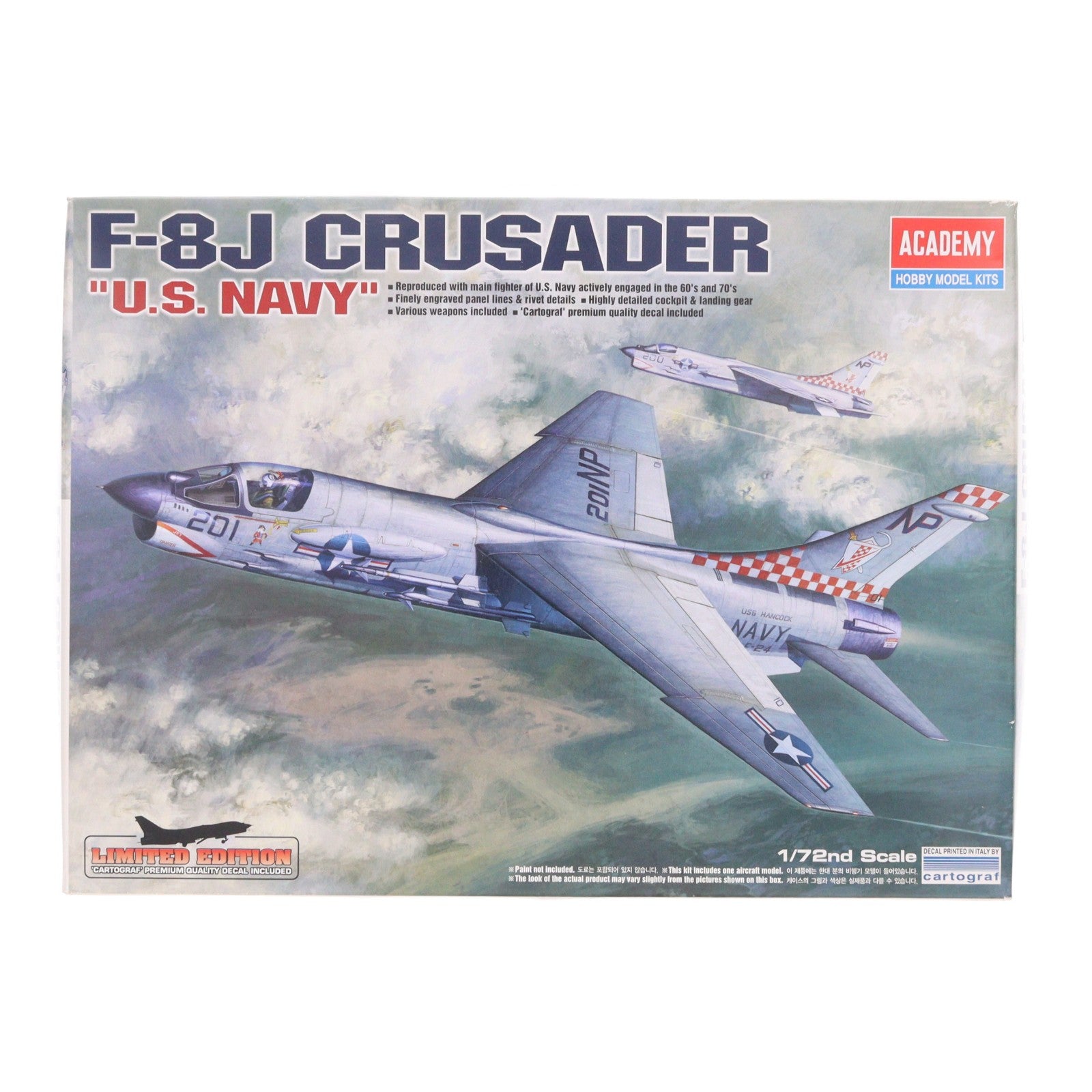 【中古即納】[PTM] 1/72 F-8J CRUSADER(クルセイダー) U.S. NAVY LIMITED EDITION プラモデル(12412) ACADEMY(アカデミー)(20070731)