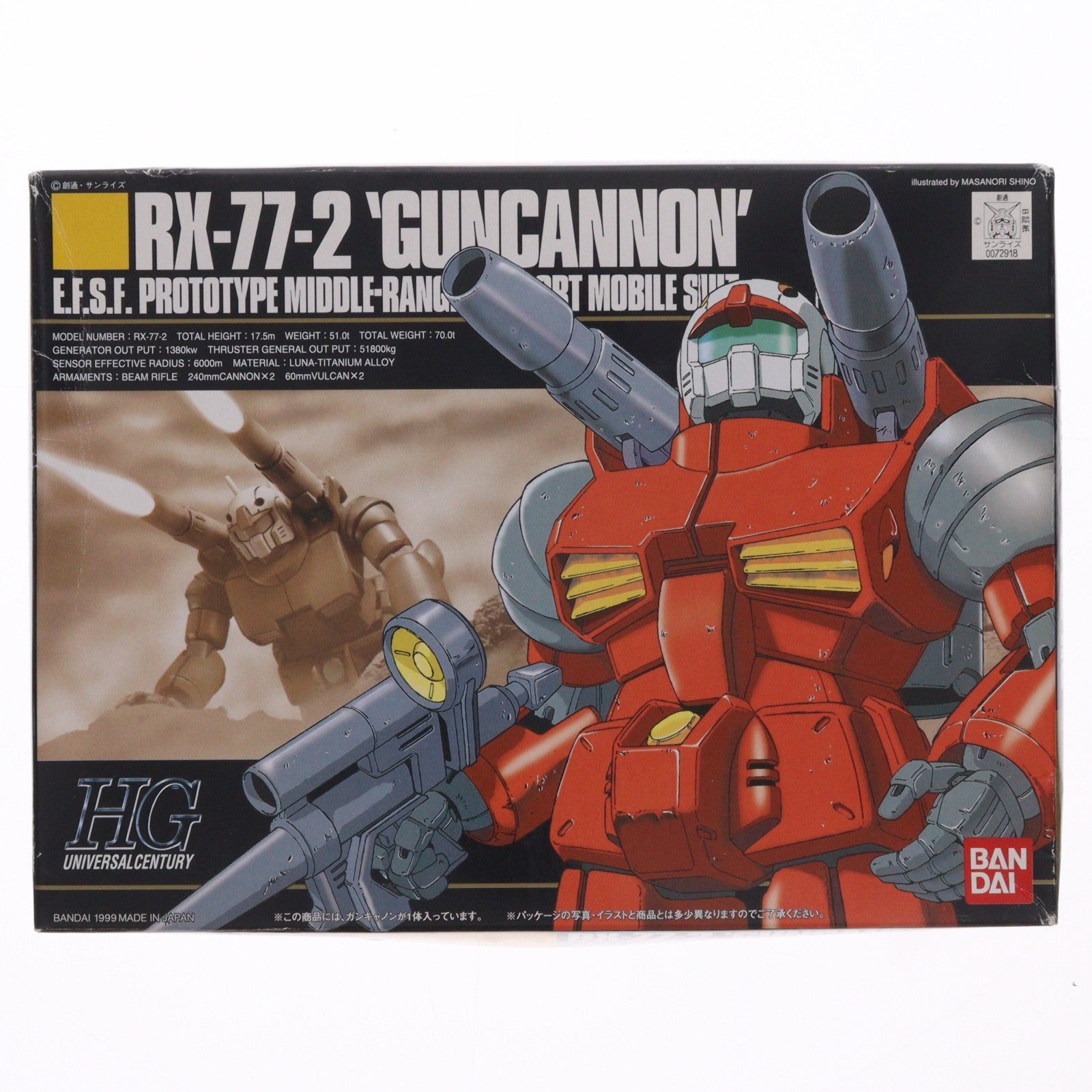 【中古即納】[PTM] HGUC 1/144 RX-77-2 ガンキャノン 機動戦士ガンダム プラモデル(0072918) バンダイ(20000917)