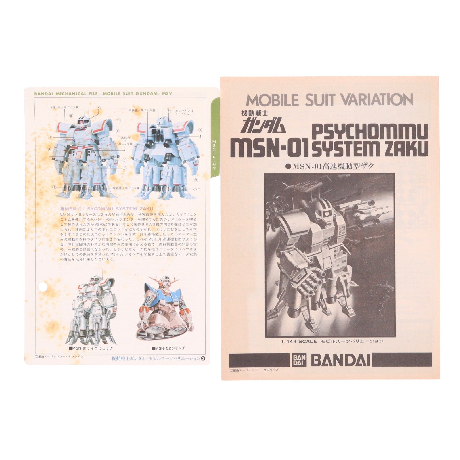【中古即納】[PTM] 1/144 MSN-01 高速機動型ザク 機動戦士ガンダム MSV プラモデル バンダイ(19840531)