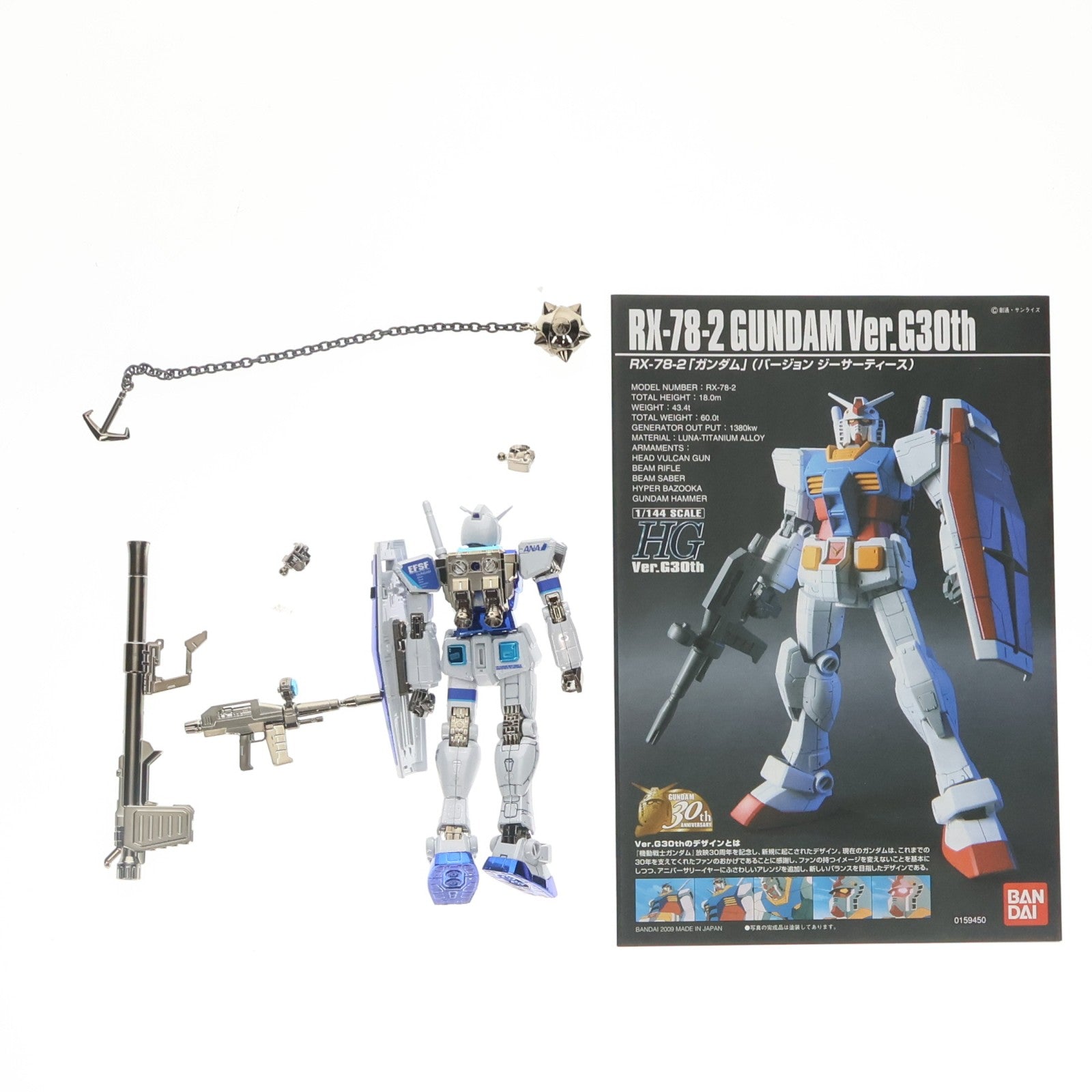 【中古即納】[PTM] HG 1/144 RX-78-2 ガンダム G30th ANAオリジナルカラーVer. 機動戦士ガンダム プラモデル ANA×ガンダム SKYプロジェクト搭乗者限定 バンダイ(20100701)